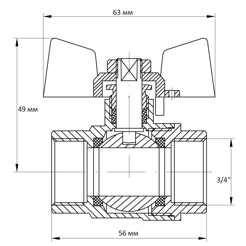 Кран кульовий Koer 3/4" ГГМ (KR.217.B) синій (KR2720)