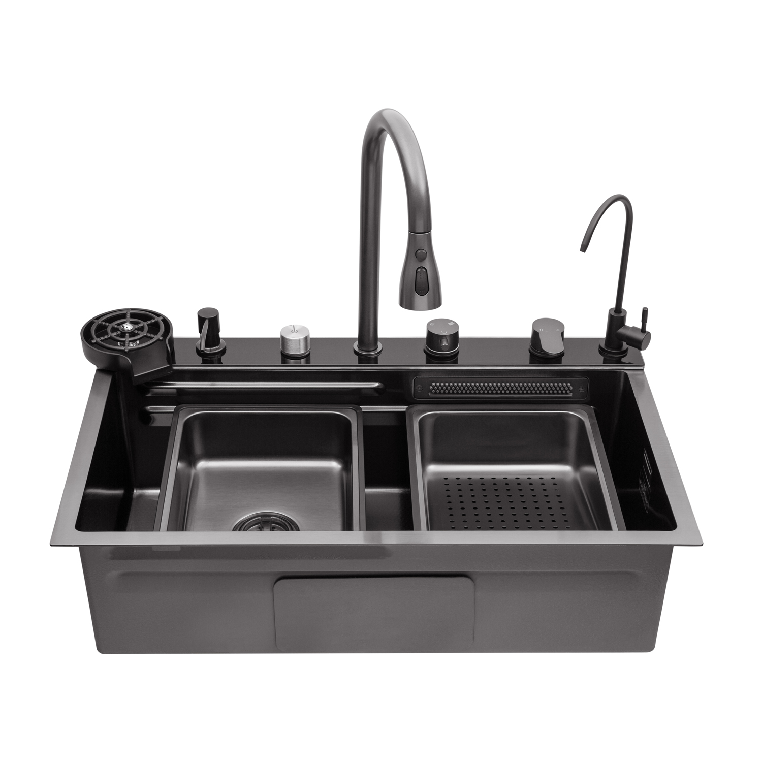 Кухонна мийка Kroner KRP Schwarze - SET7545F4HM PVD (3.0/0.8 мм)