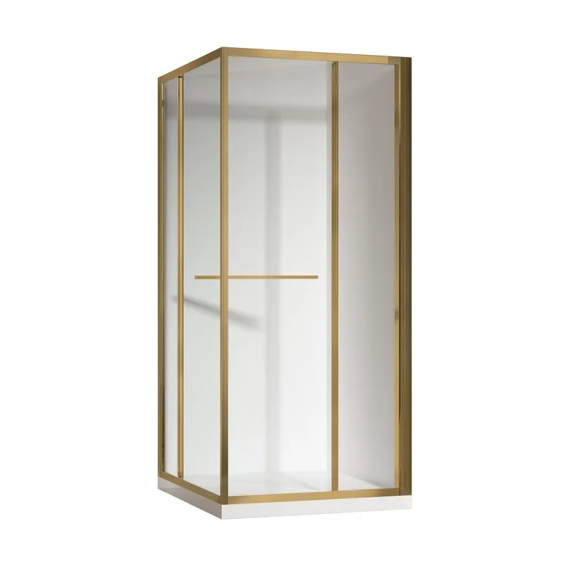 Душова кабіна без піддону KOER SR SC09-90x90x200-L-TR-12 прозоре скло EASY CLEAN 6мм матове золото (KR5684)