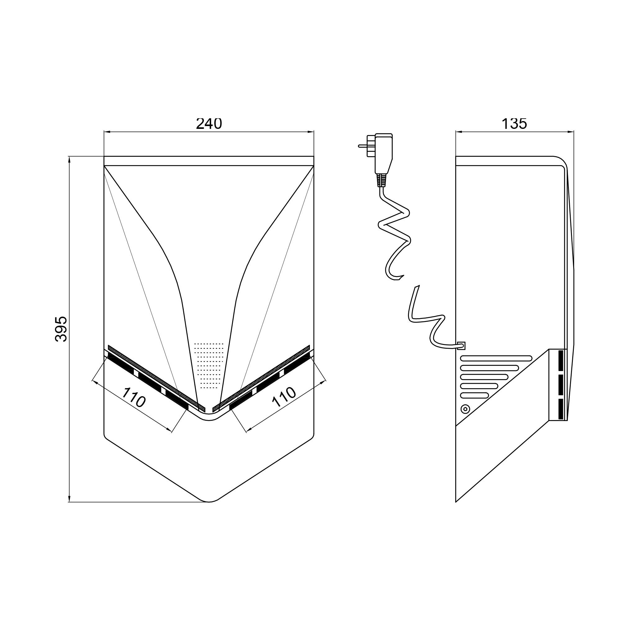 Сушарка для рук Qtap Susici cepel SC1400LM 1400 Вт