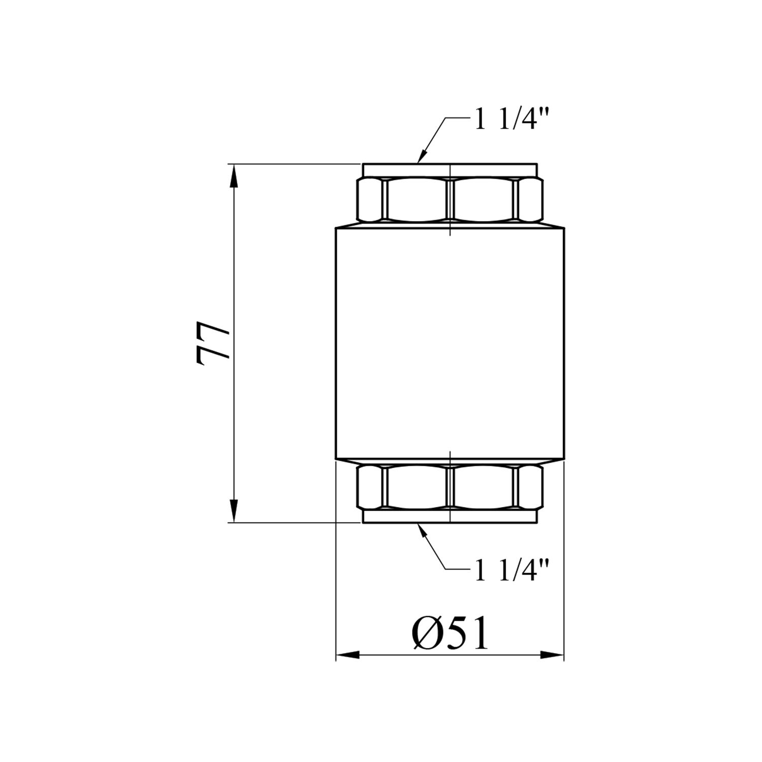 Зворотиій клапан Karro 1 1/4" ВВ з латунним штоком KR-6120