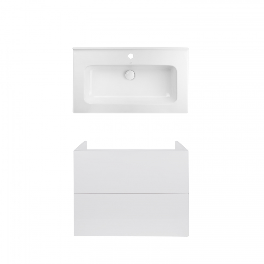 Комплект Qtap тумба підвісна Tern 800х580х437 мм White + раковина урізна Albatross 01 QT71TE44106