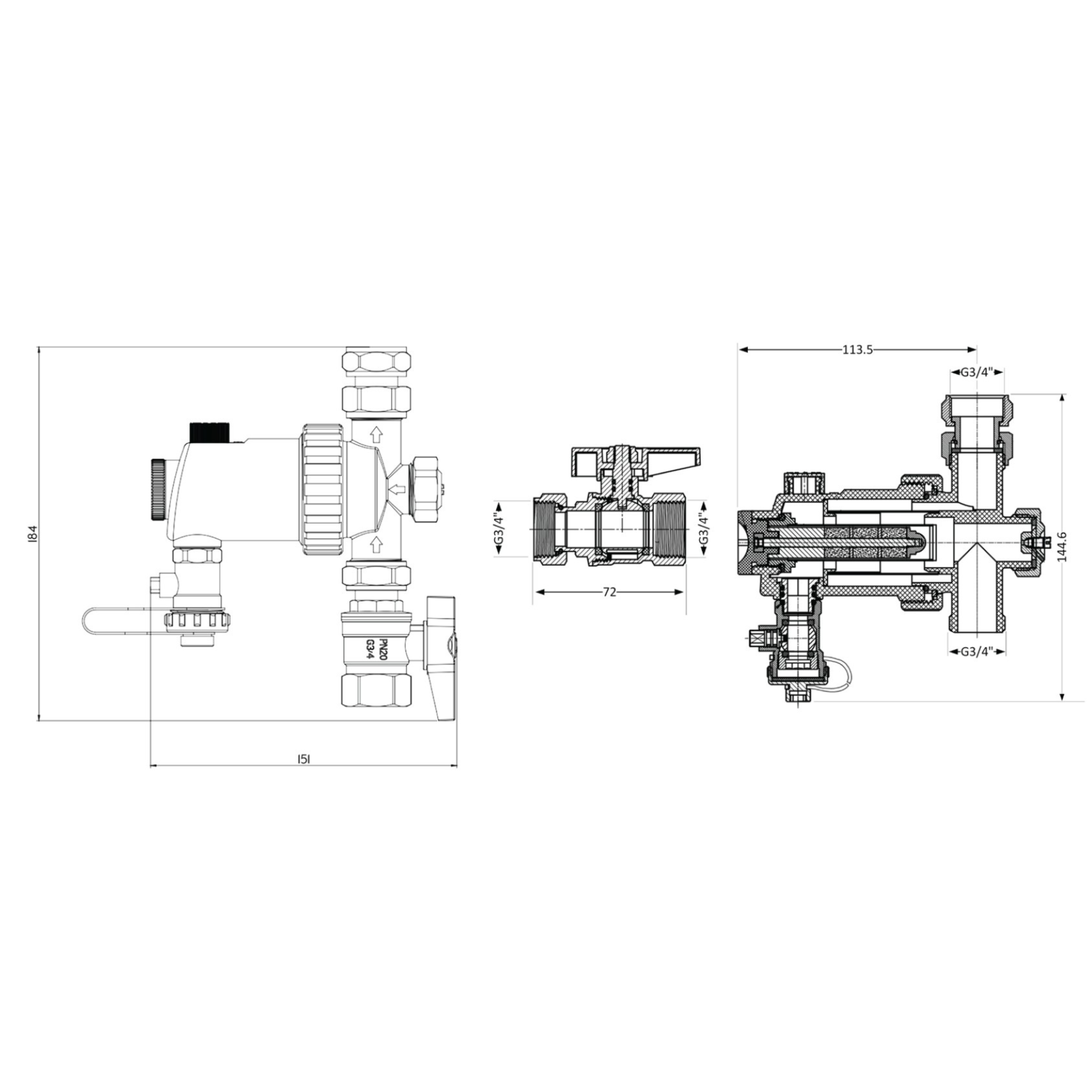 Фільтр-дешламатор Thermo Alliance Forte 3/4", універсальний (магнітний шламоуловлювач) TAF410G20