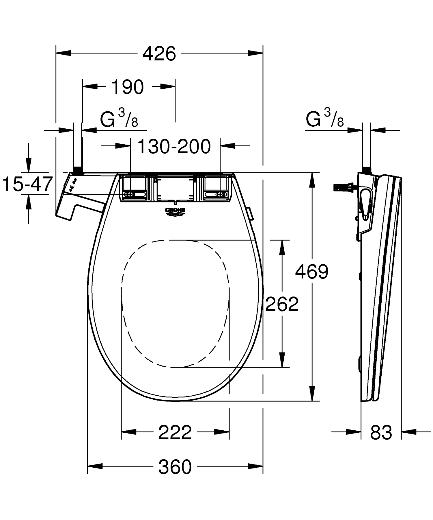 Кришка-біде Grohe Bau Ceramic (39648SH0)