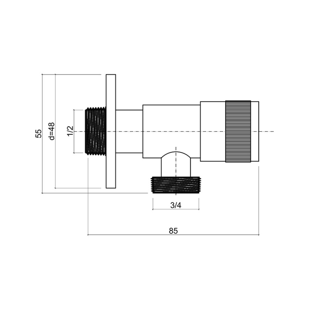 Кран приборный Imperial 1520-00 1/2"х3/4" угловой