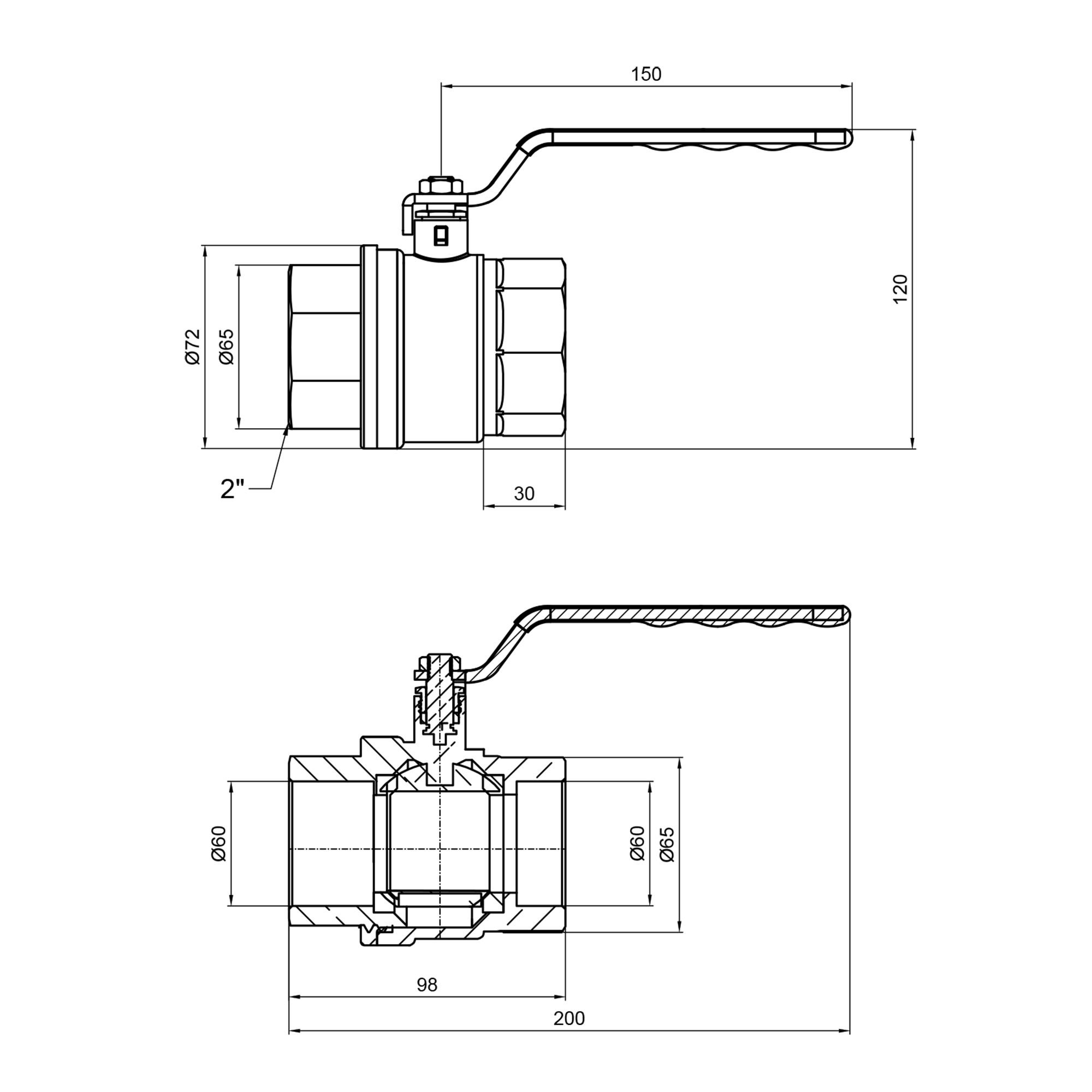 Кран кульовий Thermo Alliance Standart 2" ВР для газу (важіль) SD600NG50PN40