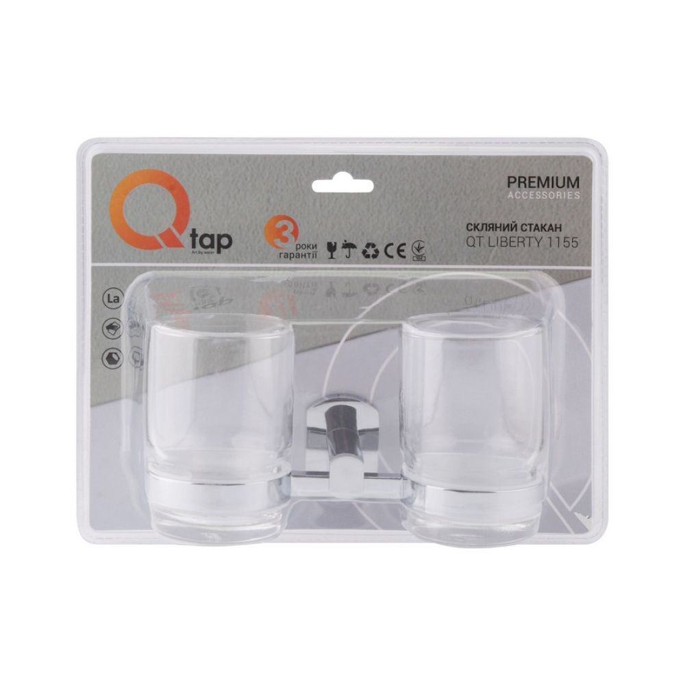 Склянка з тримачем Qtap Liberty настінна подвійна QTLIBCRM1155 Chrome