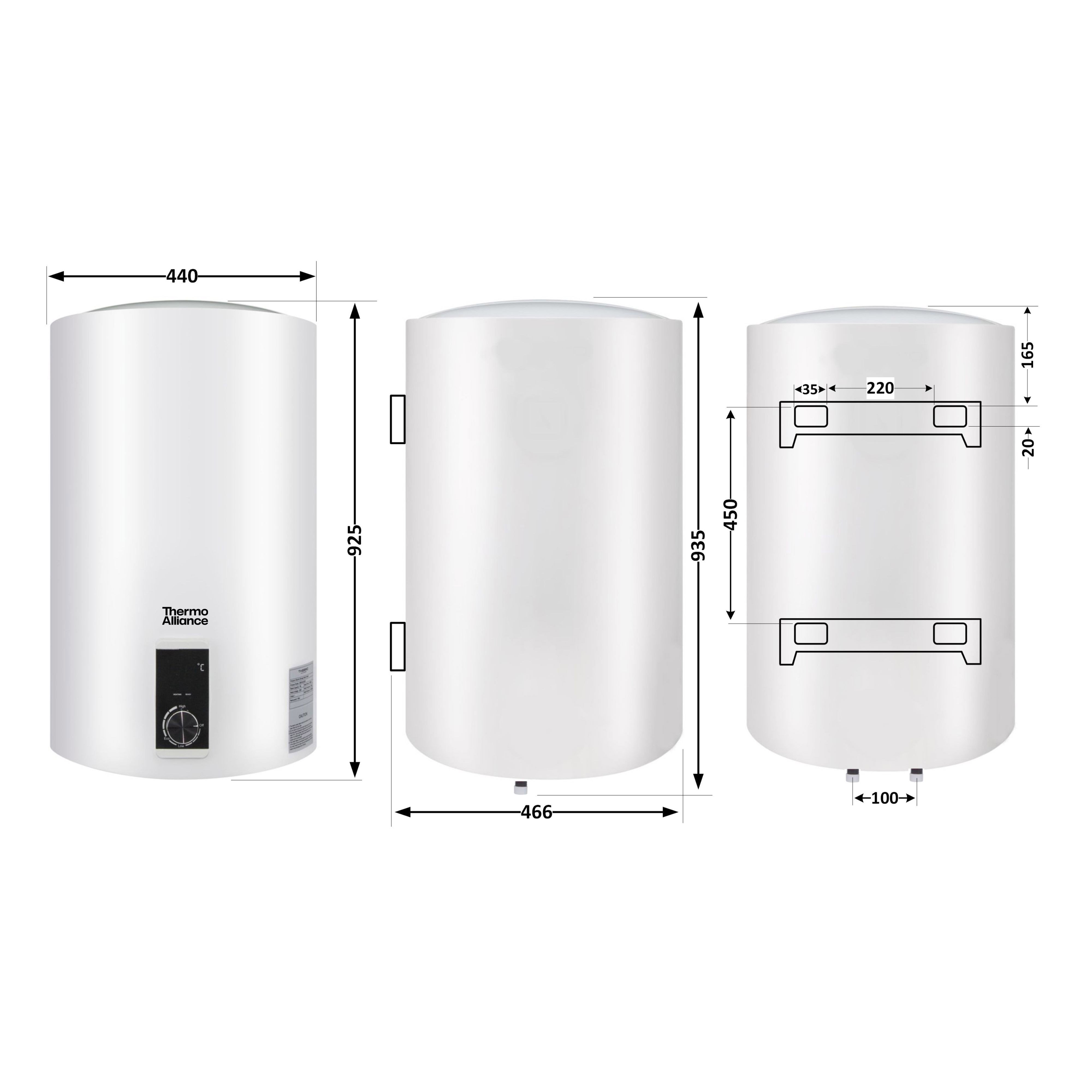 Водонагрівач електричний Thermo Alliance 100 л вертикальний, сухий ТЕН 2,0 кВт D100V20J3(D)K