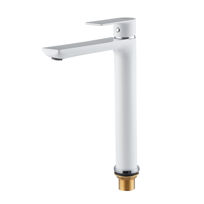 Змішувач для умивальника високий HAIBA ALEX 001 HIGH NUT WHITE-CHROME (Колір білий хром) (HB9564)