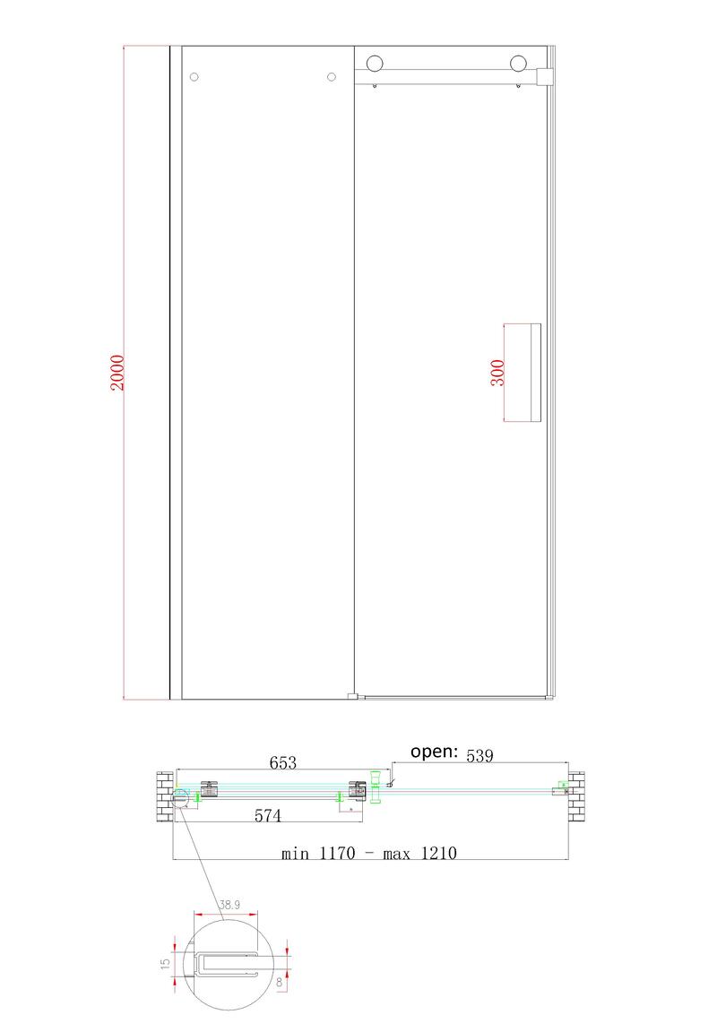 Двері у нішу розсувні KOER SR SD01-120x200-TR-07 прозоре скло EASY CLEAN 8мм графіт (KR5378)