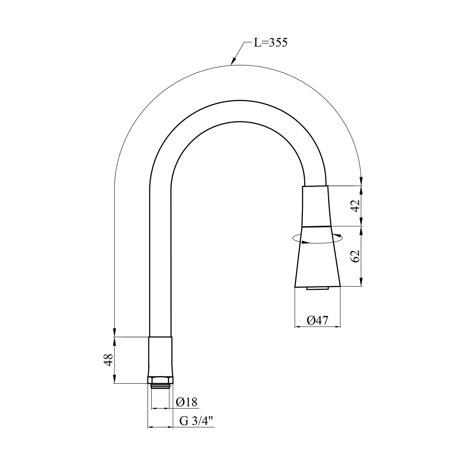 Вилив для змішувача гнучкий Kroner KRM - C8031GRA