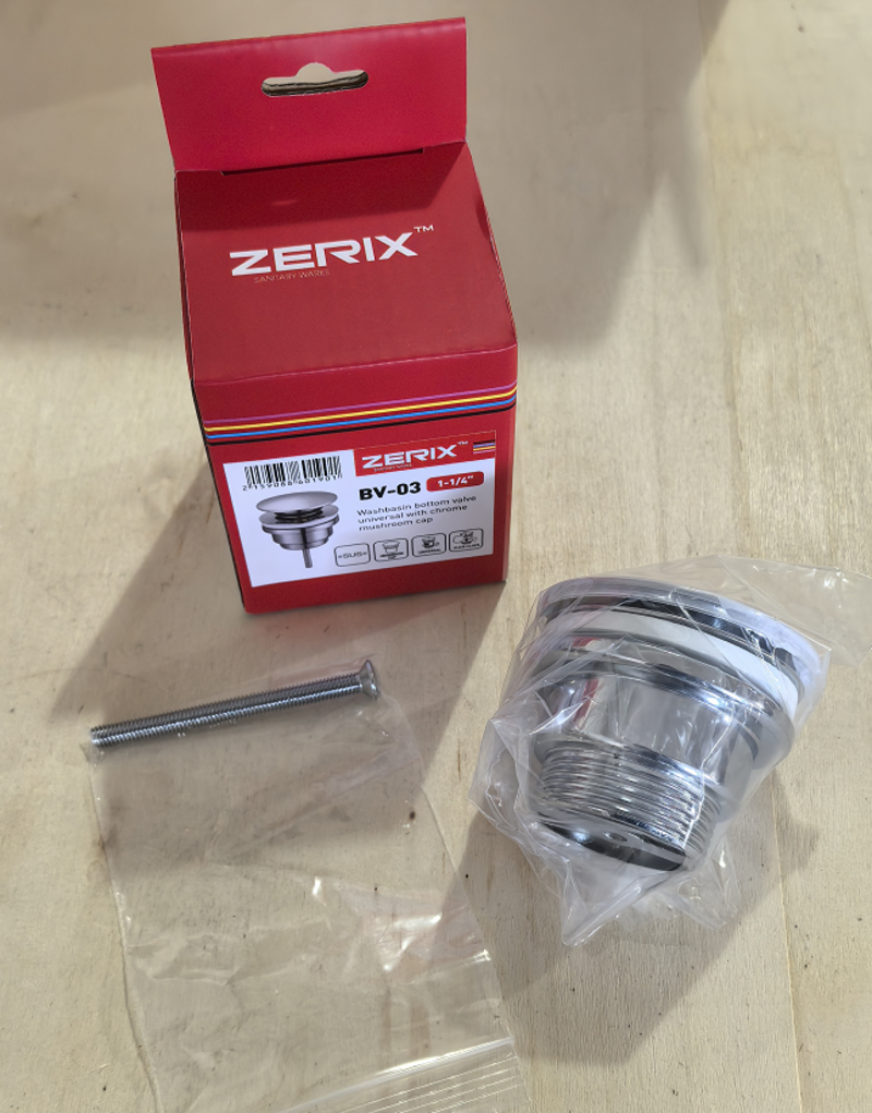 Донний клапан для раковини універсальний (з/без переливу) ZERIX BV-03 автоматичний (Click-Clack) (Колір хром) 1 1/4'' (ZX6019)