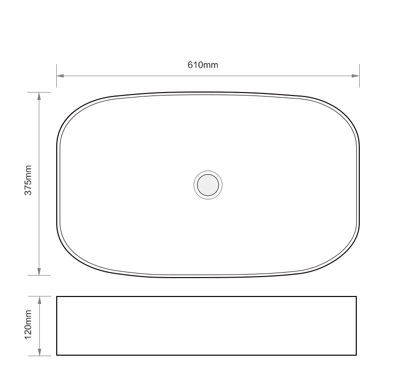 Раковина накладна MIXXUS PREMIUM BEVEL-0105 610х375х120mm (MP6524)