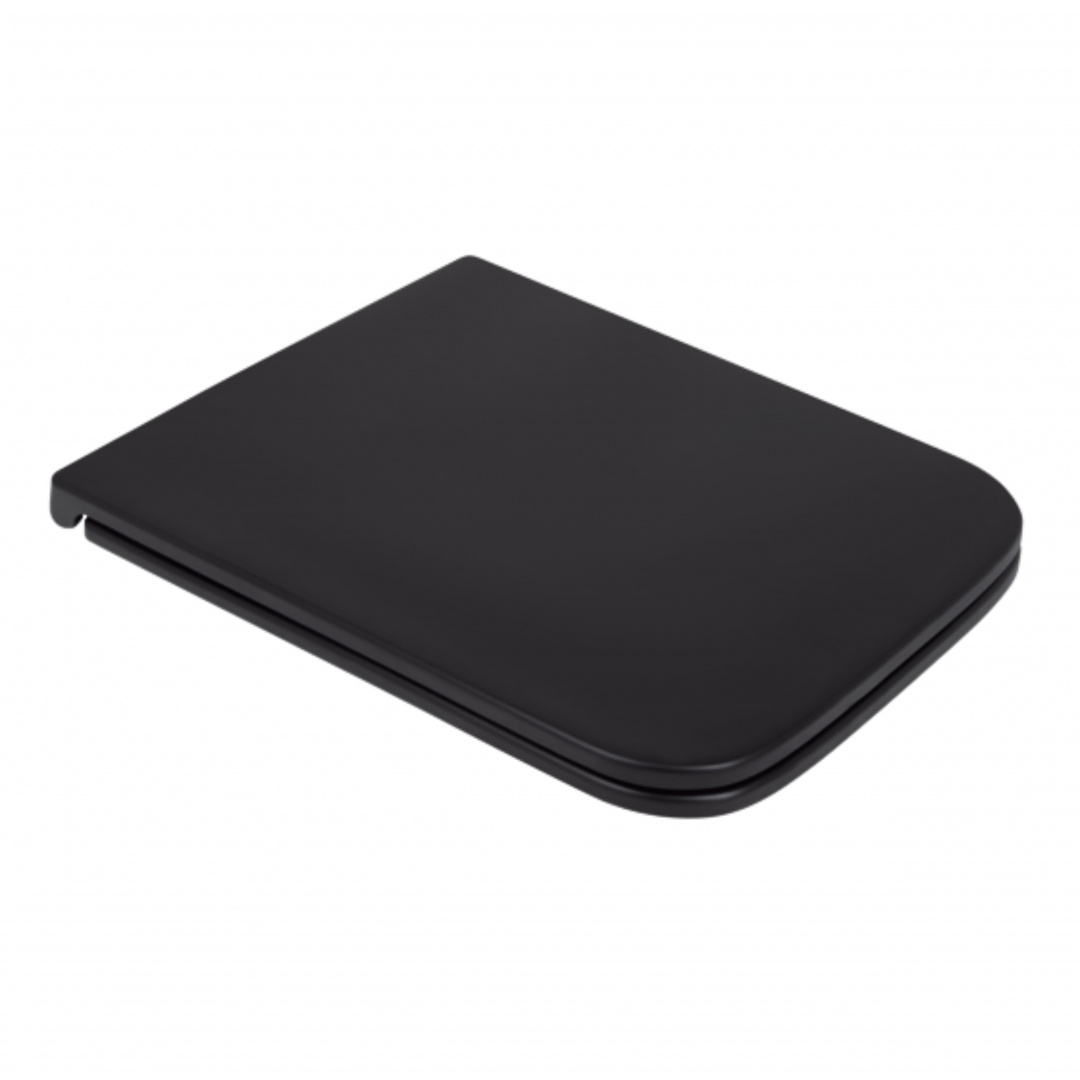 Сидіння для унітаза (Gemini) 435x357x37 мм, Matt Black, з мікроліфтом, Slim Duroplast, Quick Release QT99HY2312MB Qtap