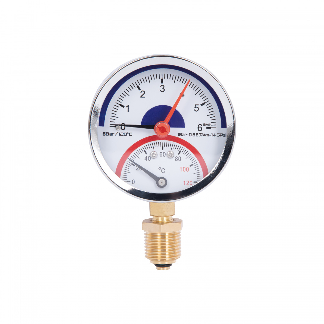 Термоманометр Thermo Alliance Standart 80 мм 1/2", нижнє підмикання SD1726B