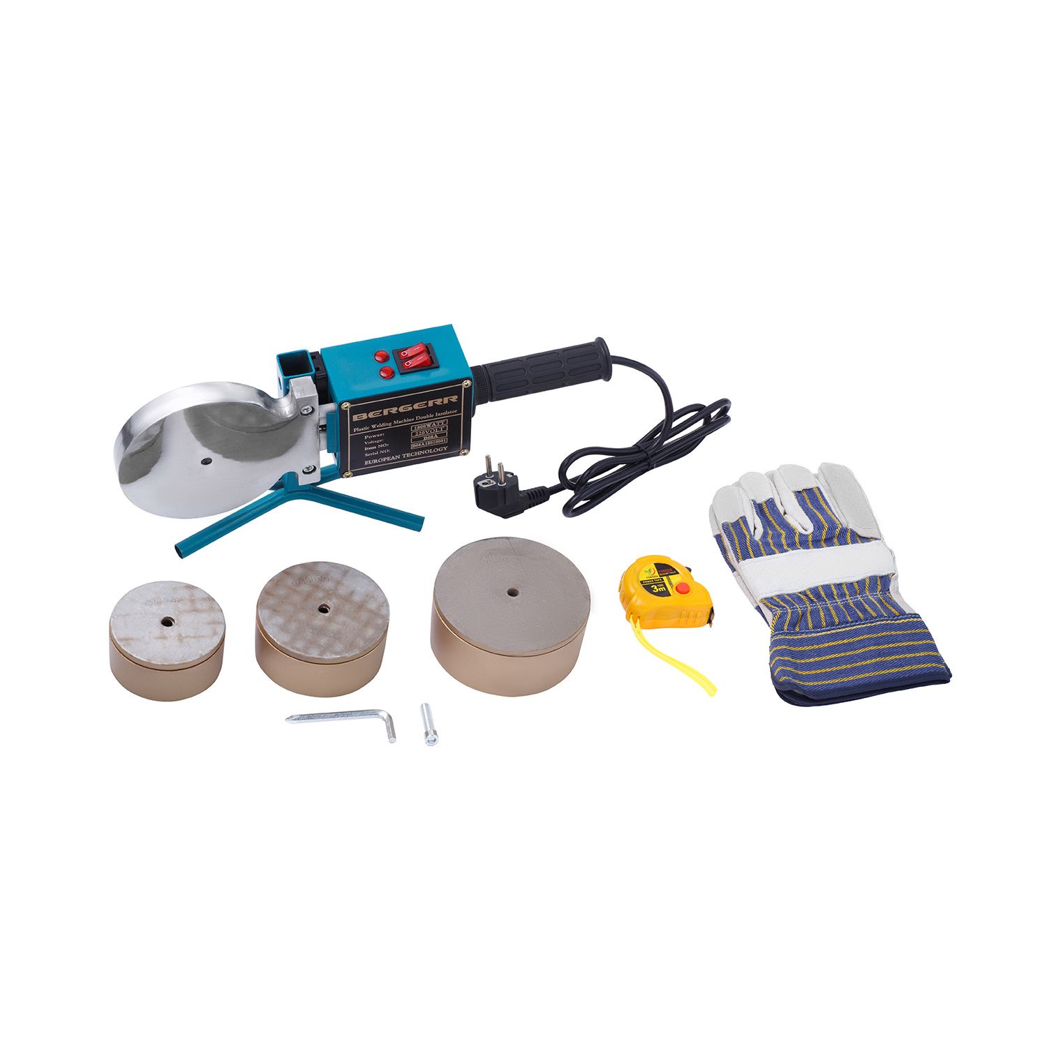 Паяльник для труб PPR Bergerr B04D кейс із насадками 75-110 мм (1800W)