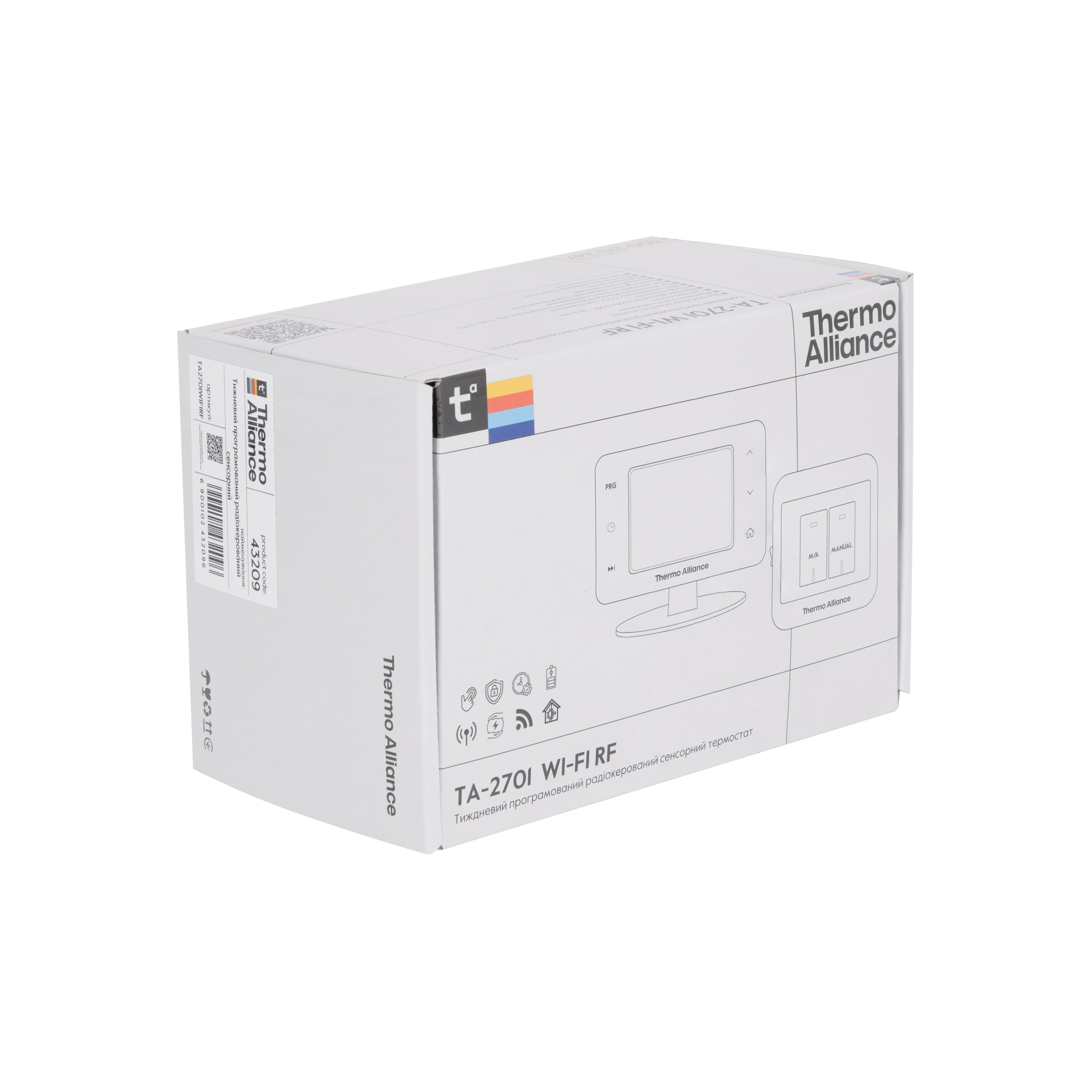 Тижневий програмований термостат Thermo Alliance ТА-2701RFWiFi радіокерований сенсорний з WiFi