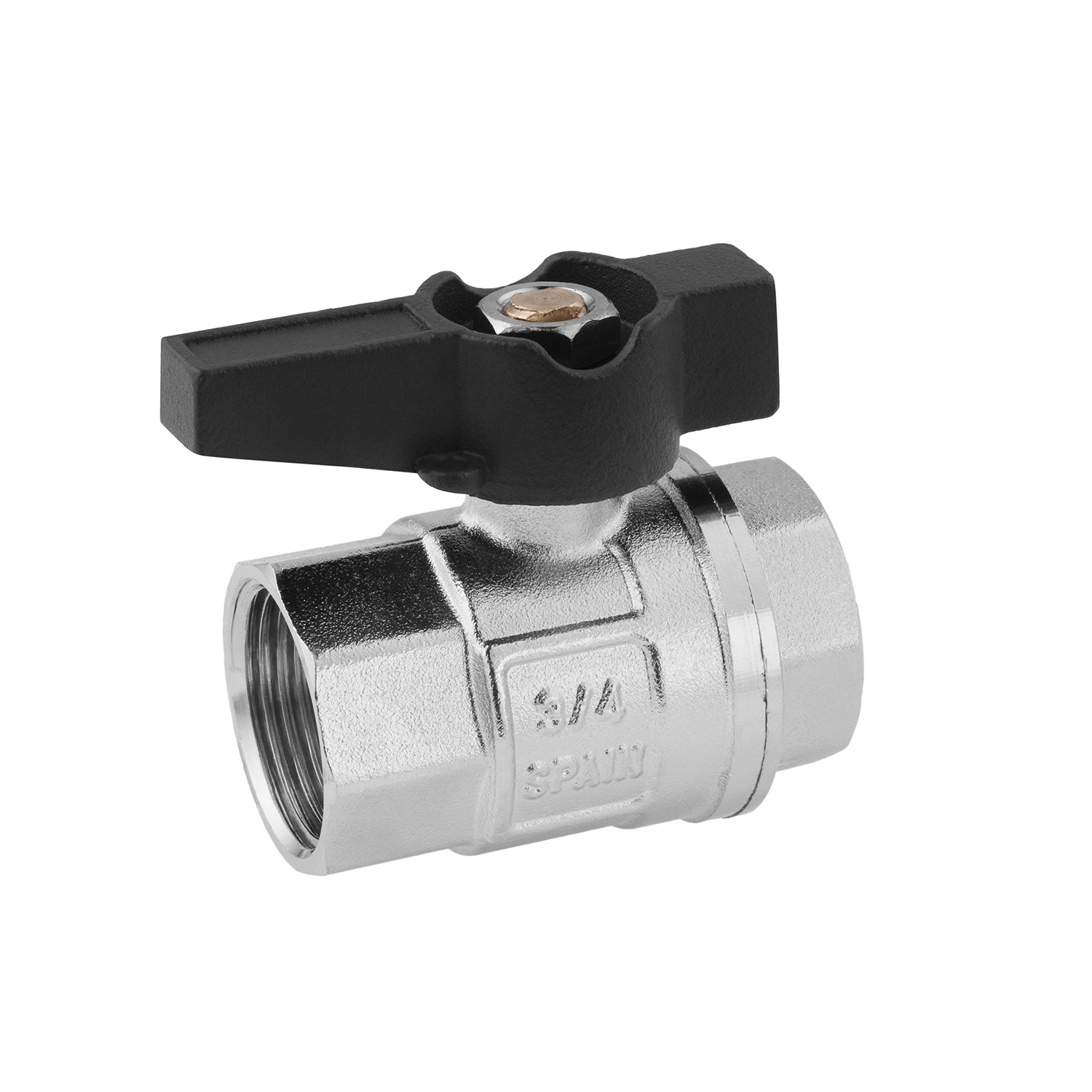 Кран кульовий Karro UNO 3/4" ВВ PN40 метелик, нікельований