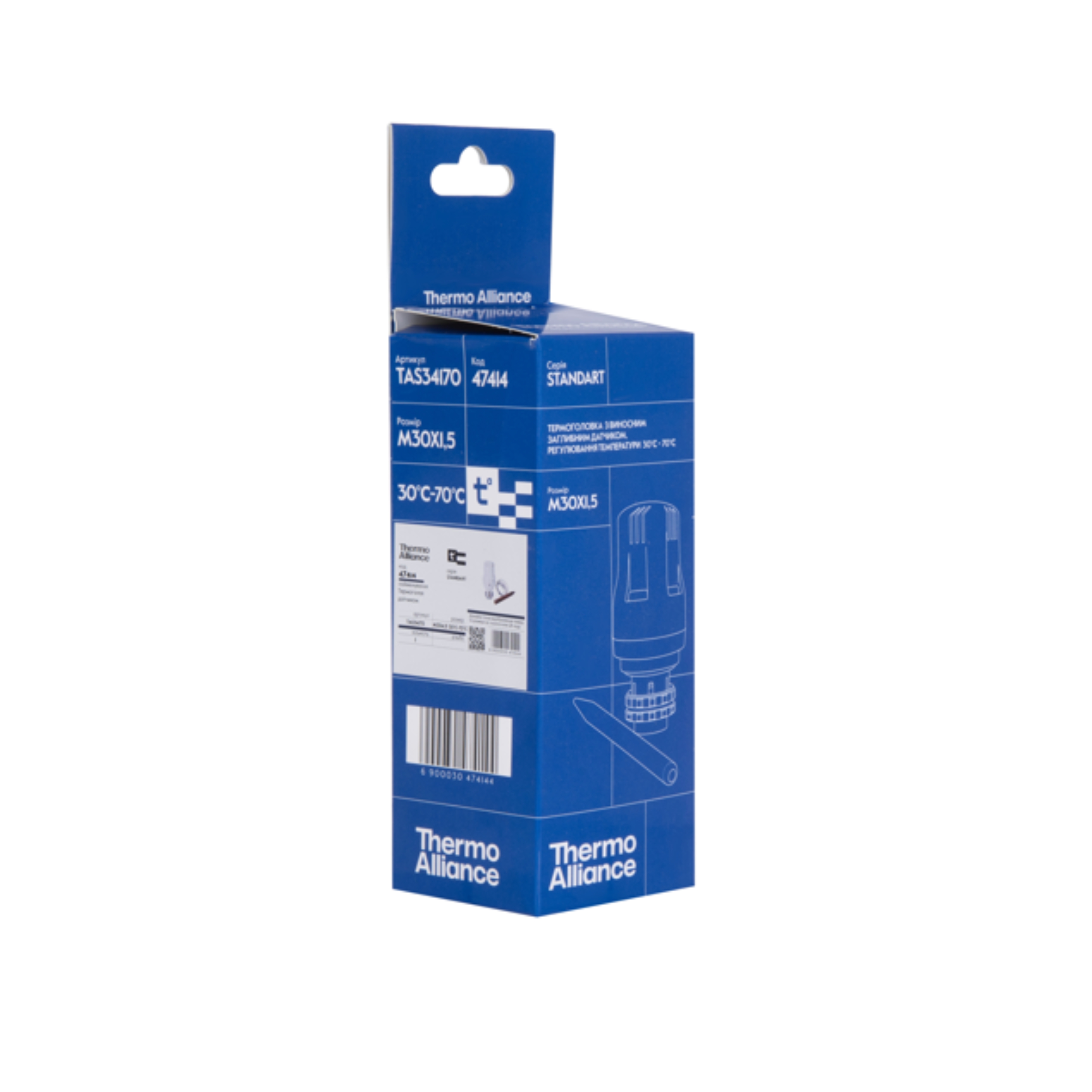 Термоголовка Thermo Alliance Standart М30х1,5 (30-70℃) з виносним датчиком TAS34170