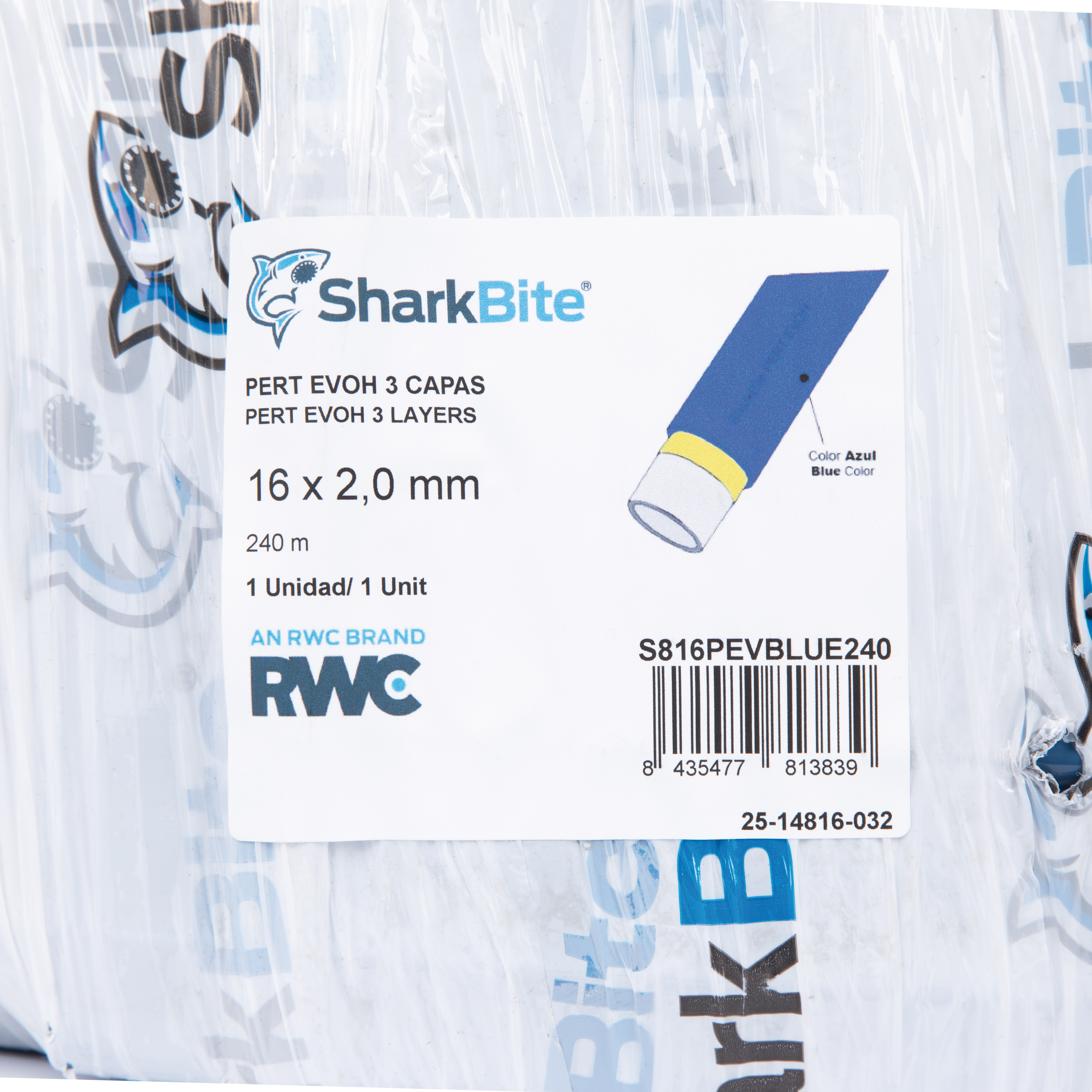 Труба PE-RT SharkBite EVOH BLUE 16х2 мм, 240 м