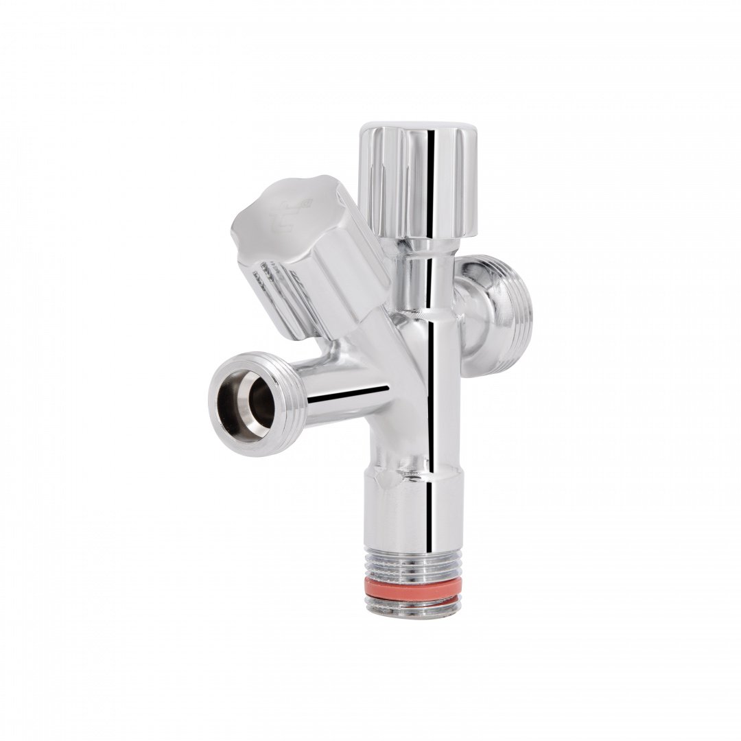 Кран кутовий подвійний  Thermo Alliance Forte 1/2"З х 1/2"З х 3/4"З, хром TAF187W151520