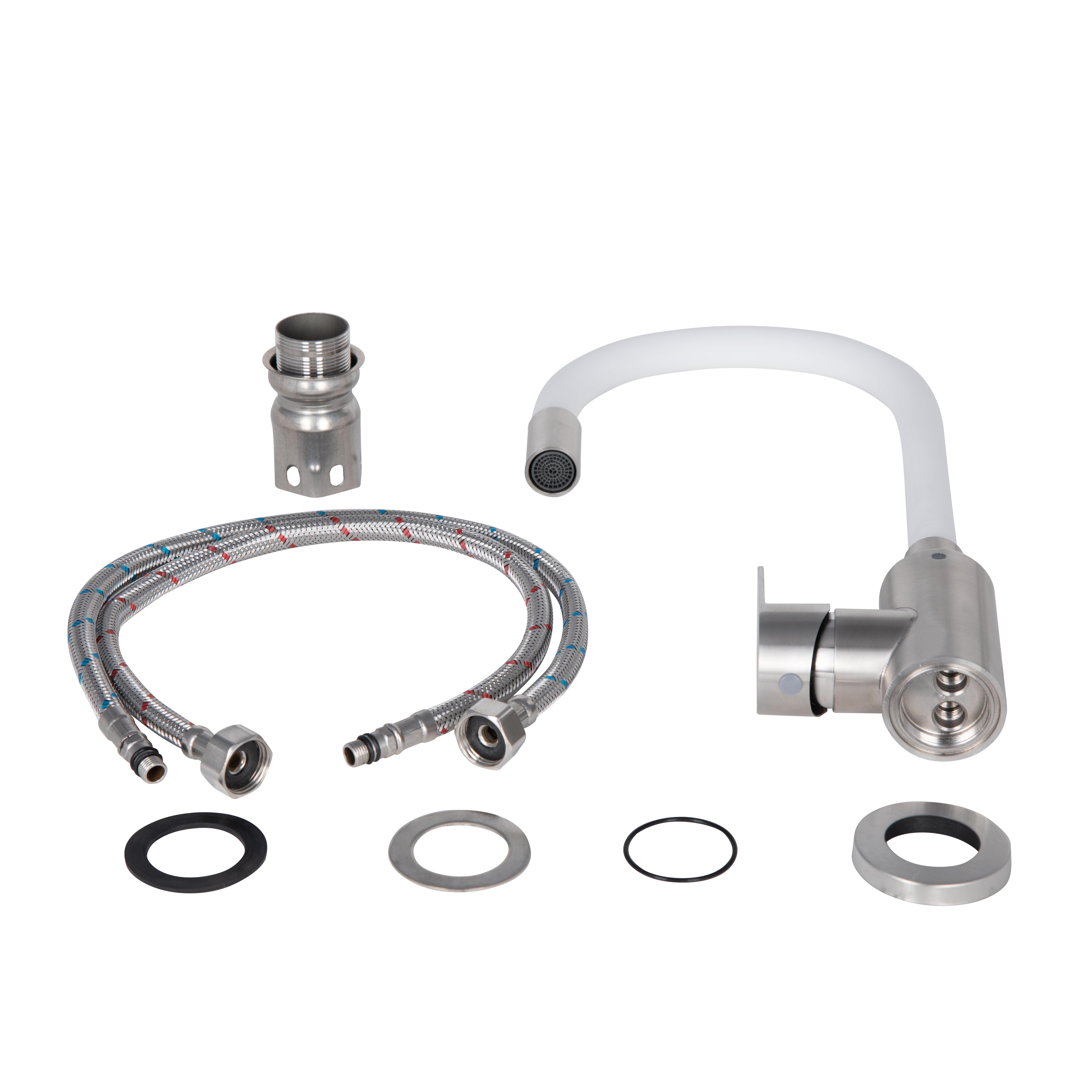 Змішувач для кухні Lidz Vida 015F3 з гнучким виливом (k35) LDVID015F3WHI43357 White / Nickel