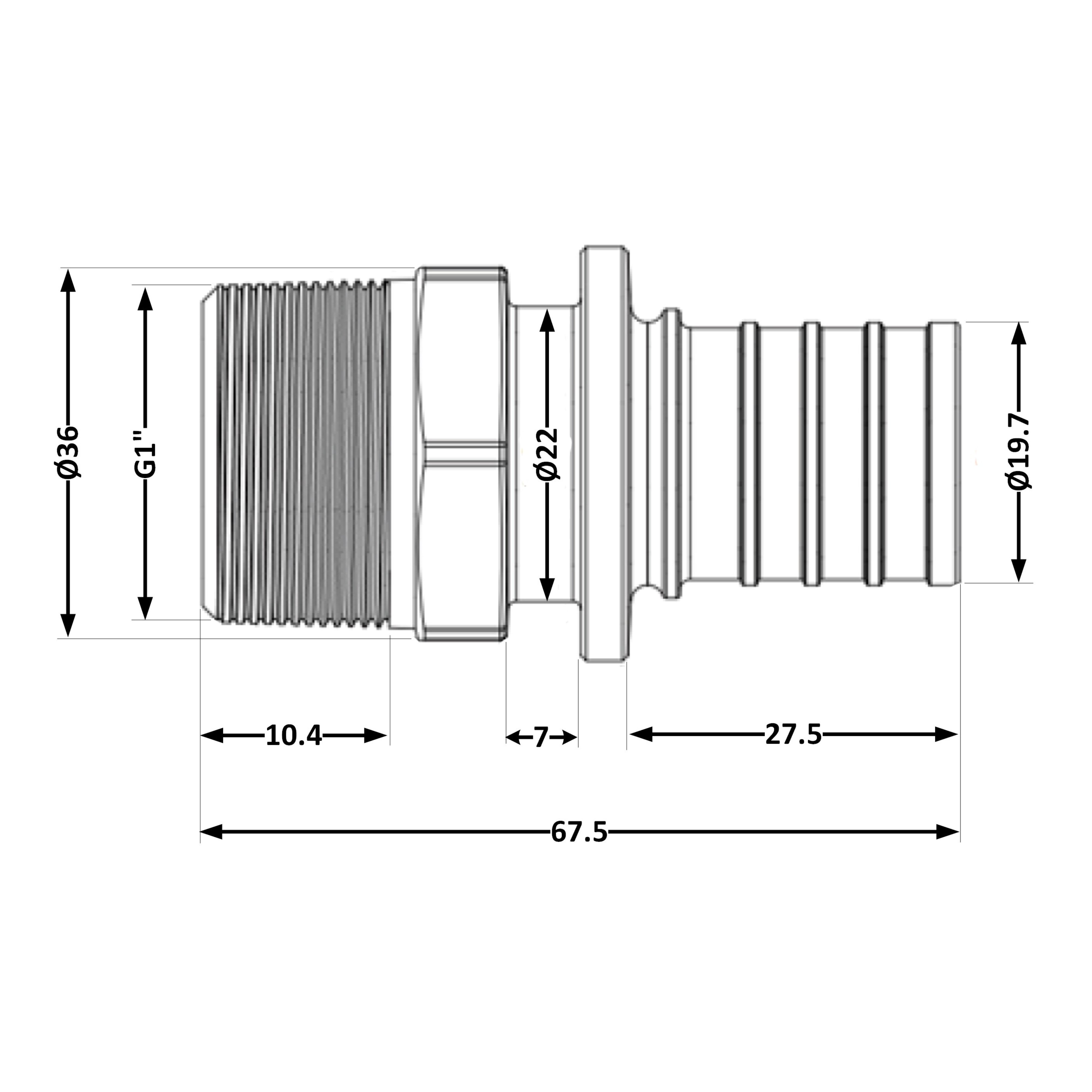 Перехідник під натяжну гільзу Icma №1034 d25х3,5-1"З 851034AFGX05