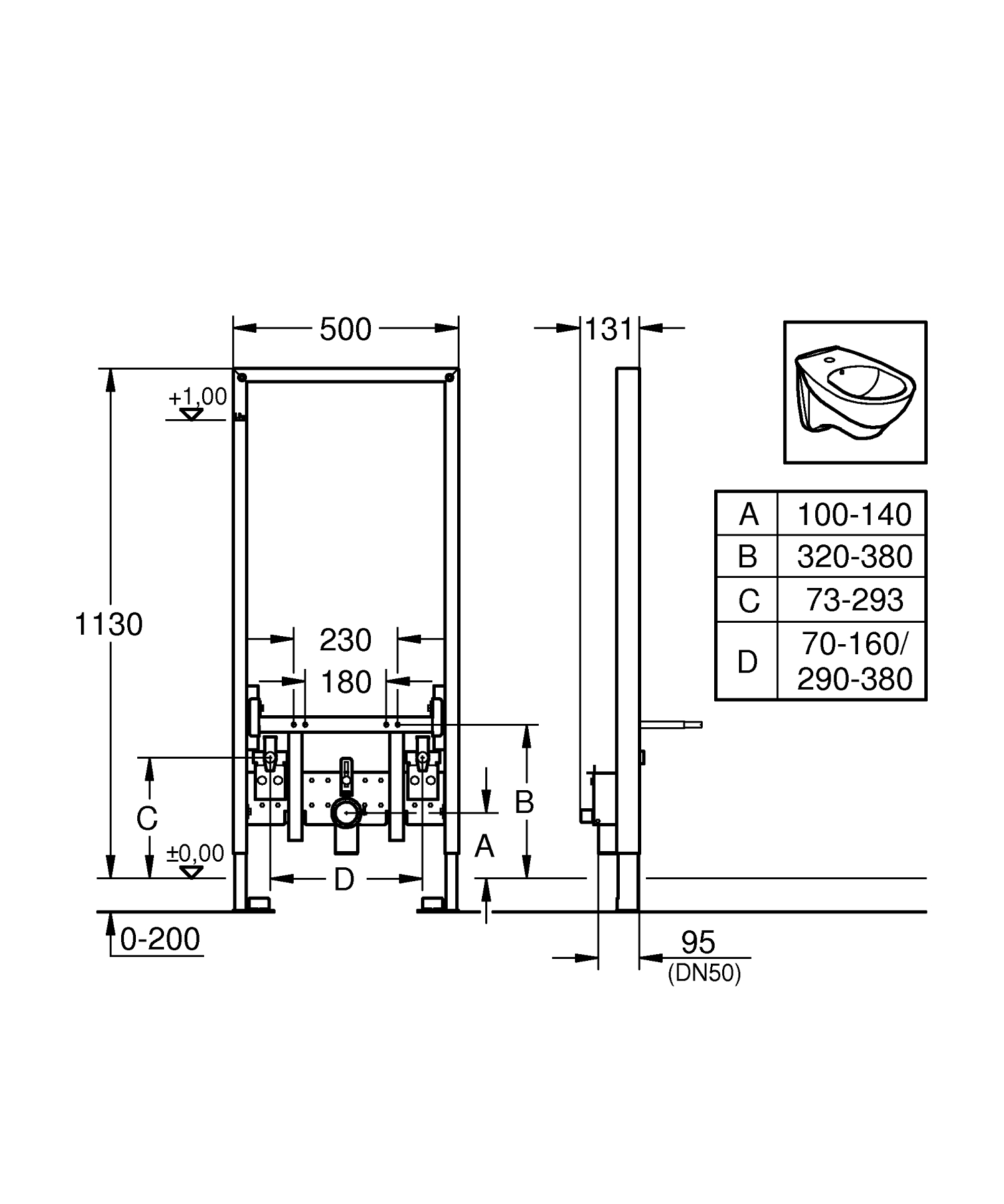 Інсталяція для біде Grohe Rapid SL (38553001)