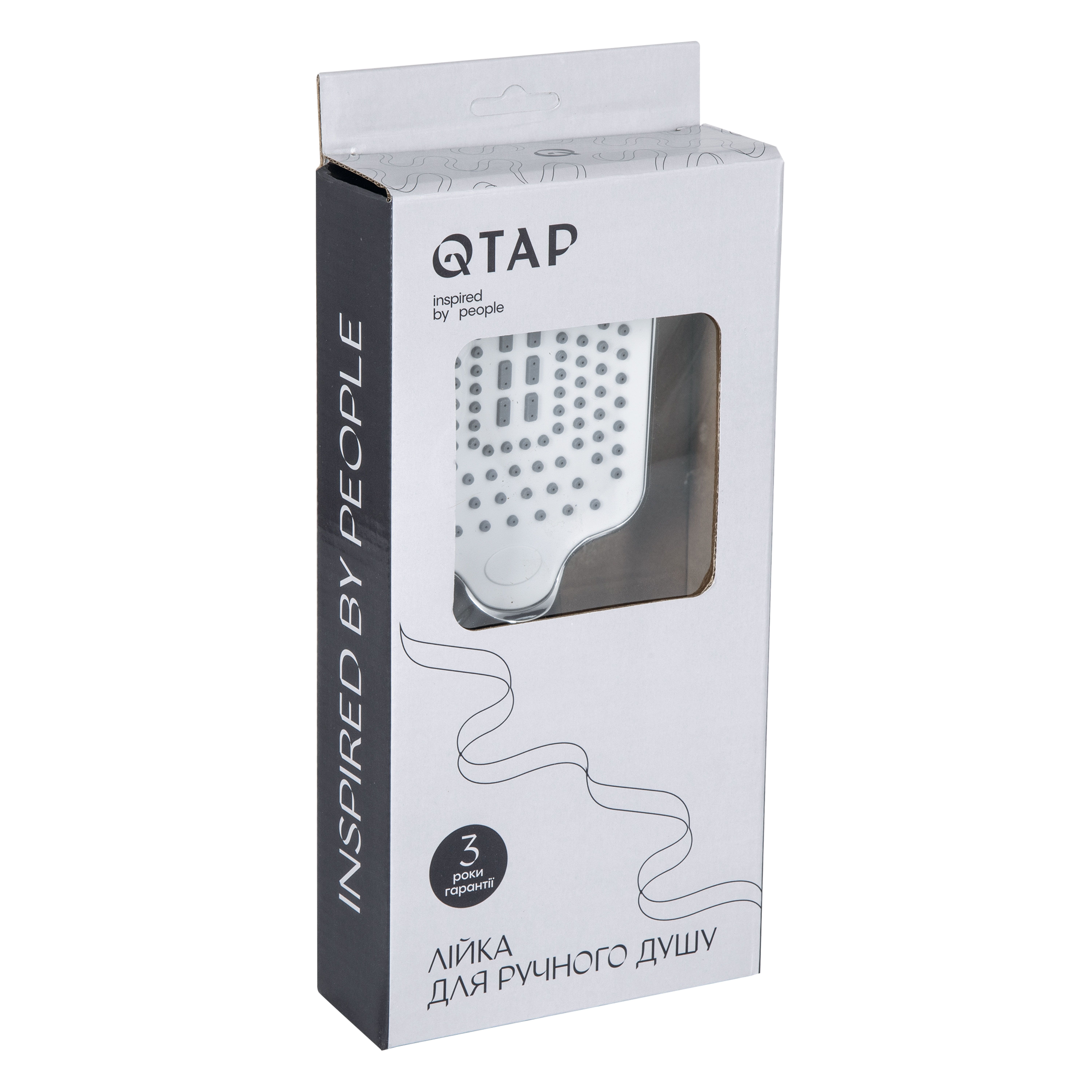 Лійка для ручного душу Qtap Rucni 245x95 мм прямокутна QTRUC125CRM45779 Chrome/White