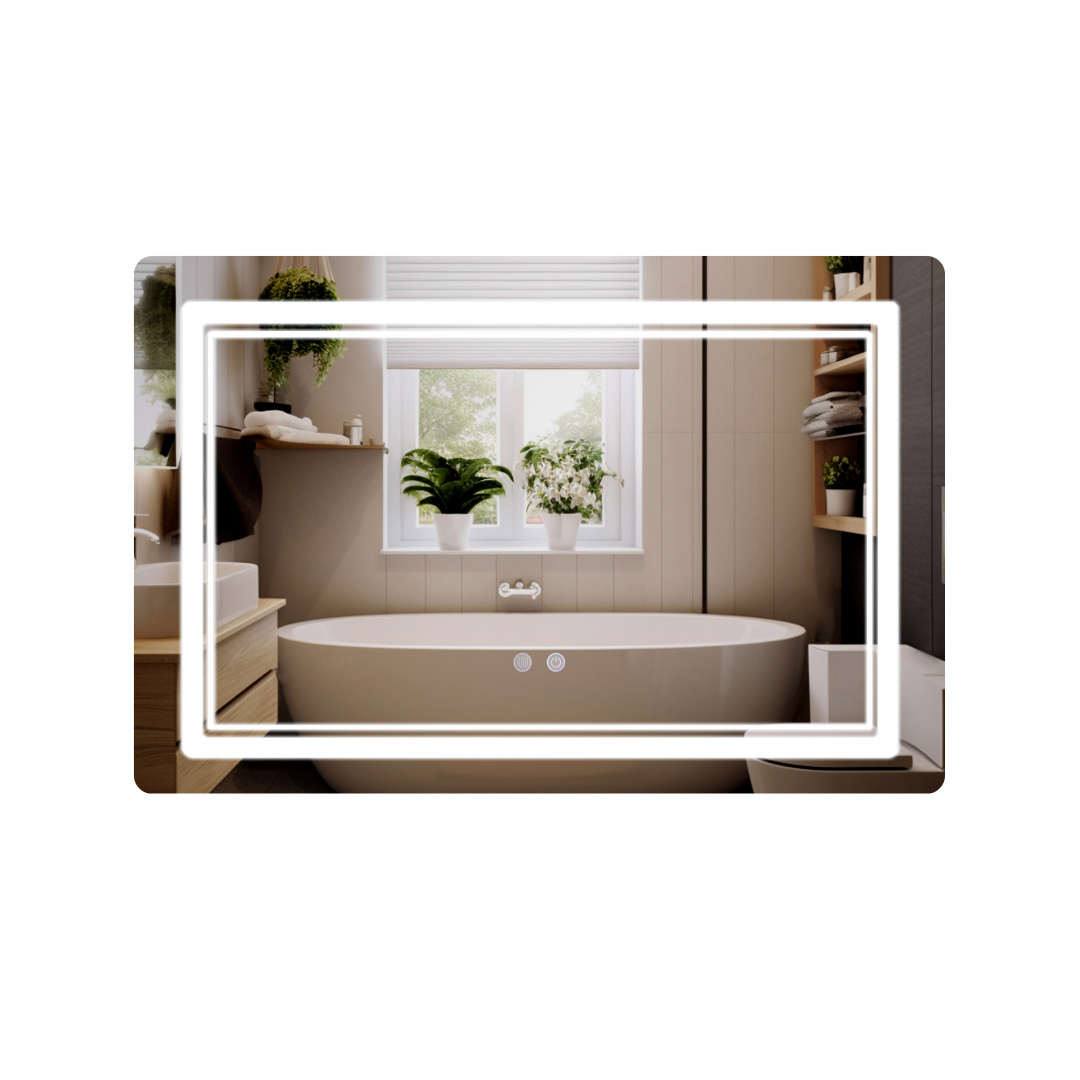Дзеркало Qtap Cardinal (CA2) 800х600 з LED-підсвічуванням Touch, з антизапотіванням, з димером, рег. темп. кольору (3000-6500K) QT0478C806048457