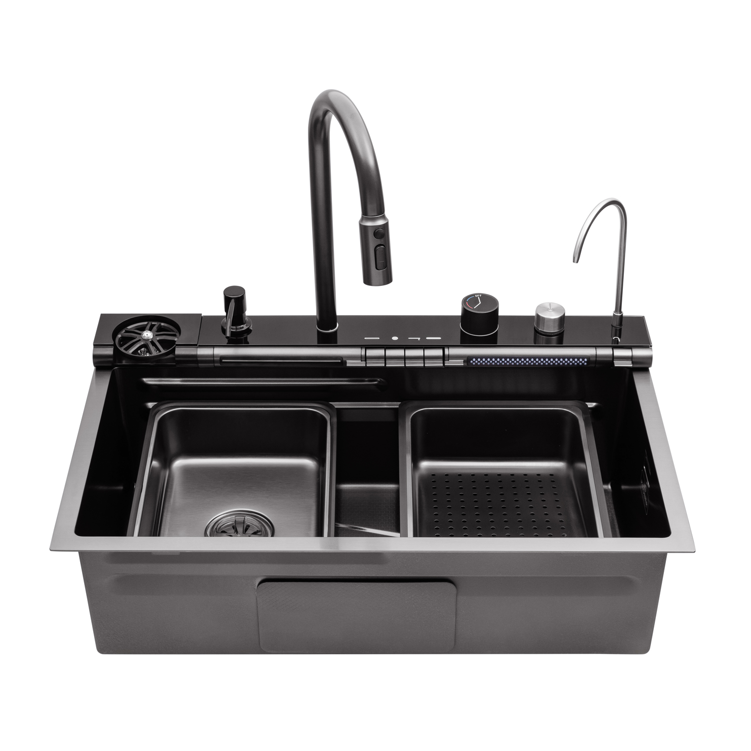 Кухонна мийка Kroner KRP Schwarze - SET7545F3HM PVD (3.0/0.8 мм)