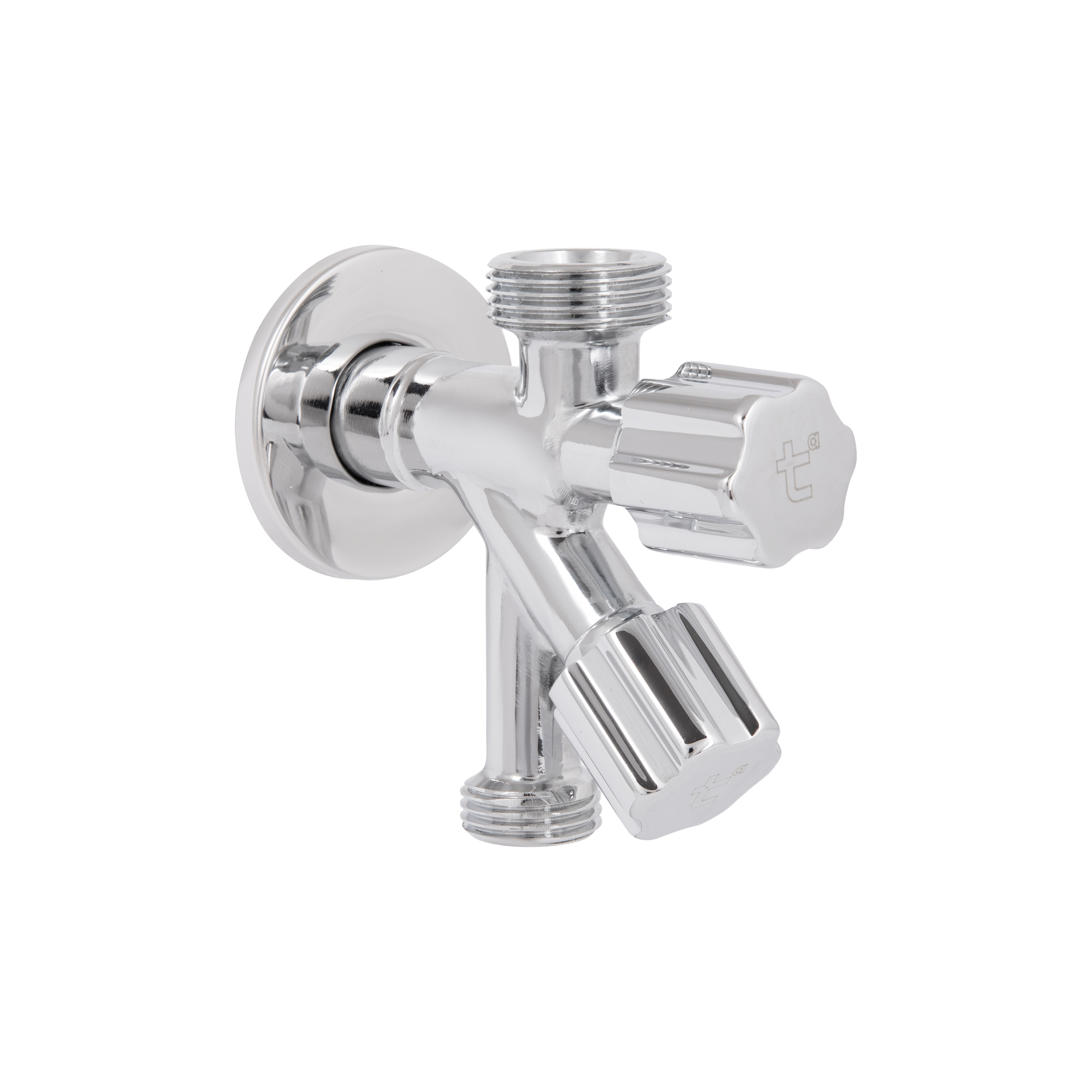 Кран кутовий подвійний  Thermo Alliance Forte 1/2"З х 1/2"З х 3/4"З, хром TAF187W151520