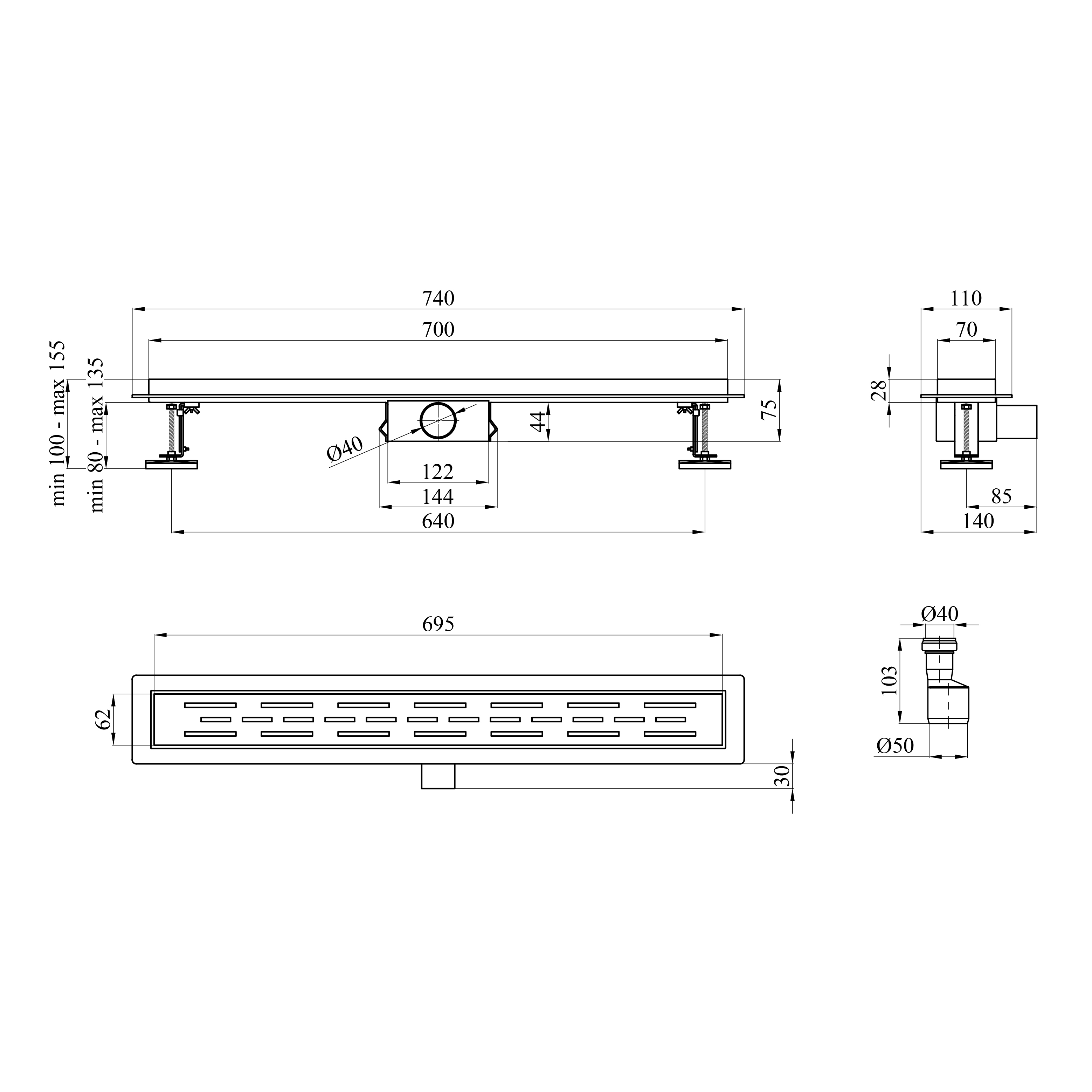 Трап лінійний Kroner KRP Eifel L70 Linien