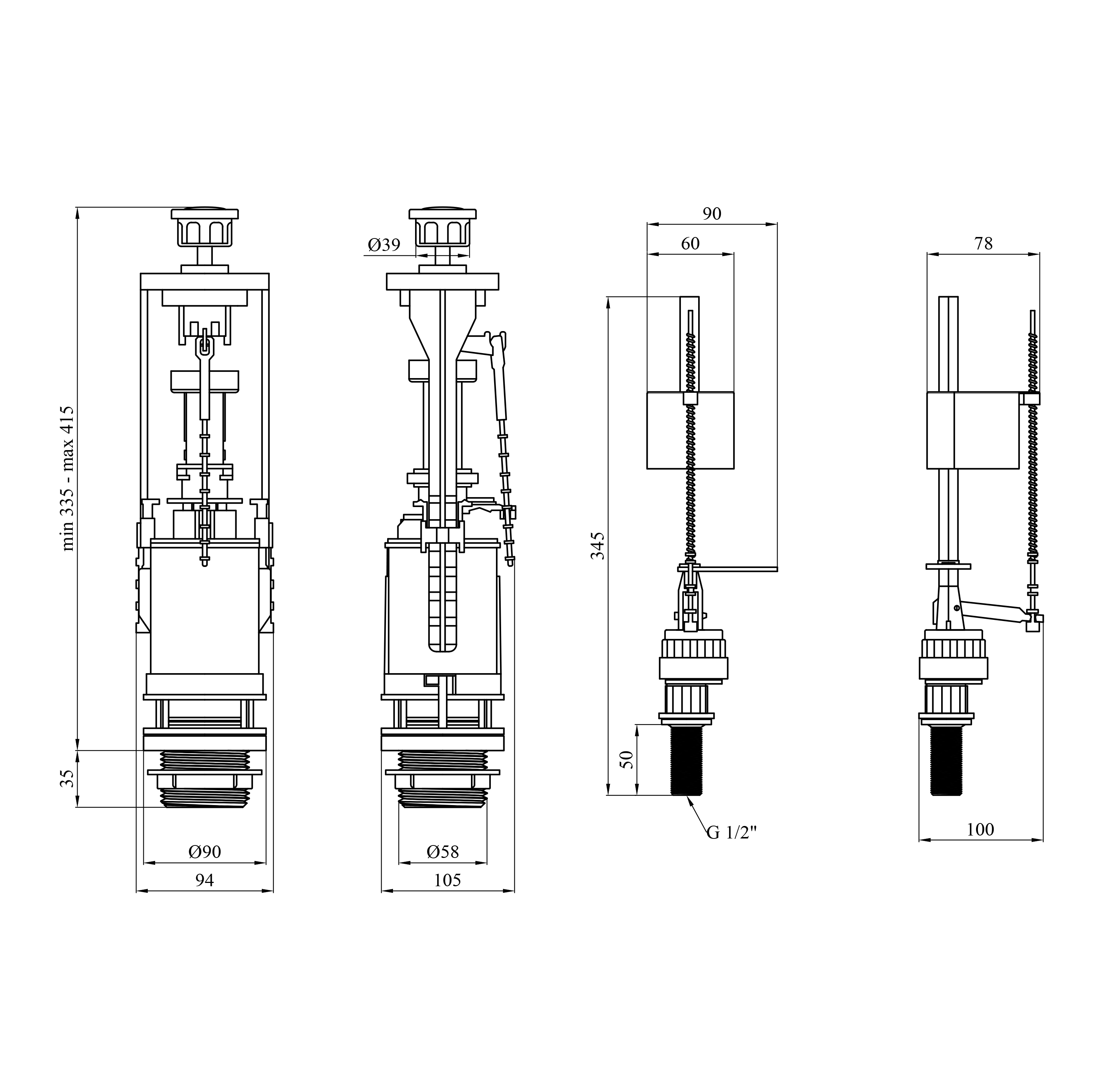 Комплект для бачка унітаза NM однорівневий, з нижнім підведенням 1/2"