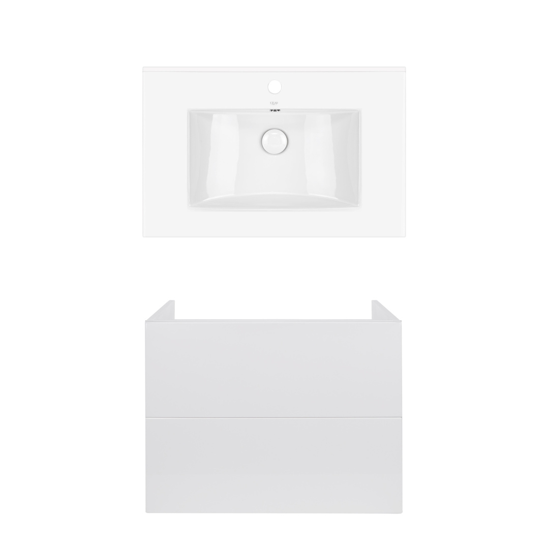 Комплект Qtap тумба підвісна Tern 700х580х437 мм White + раковина урізна Albatross QT71TE44102