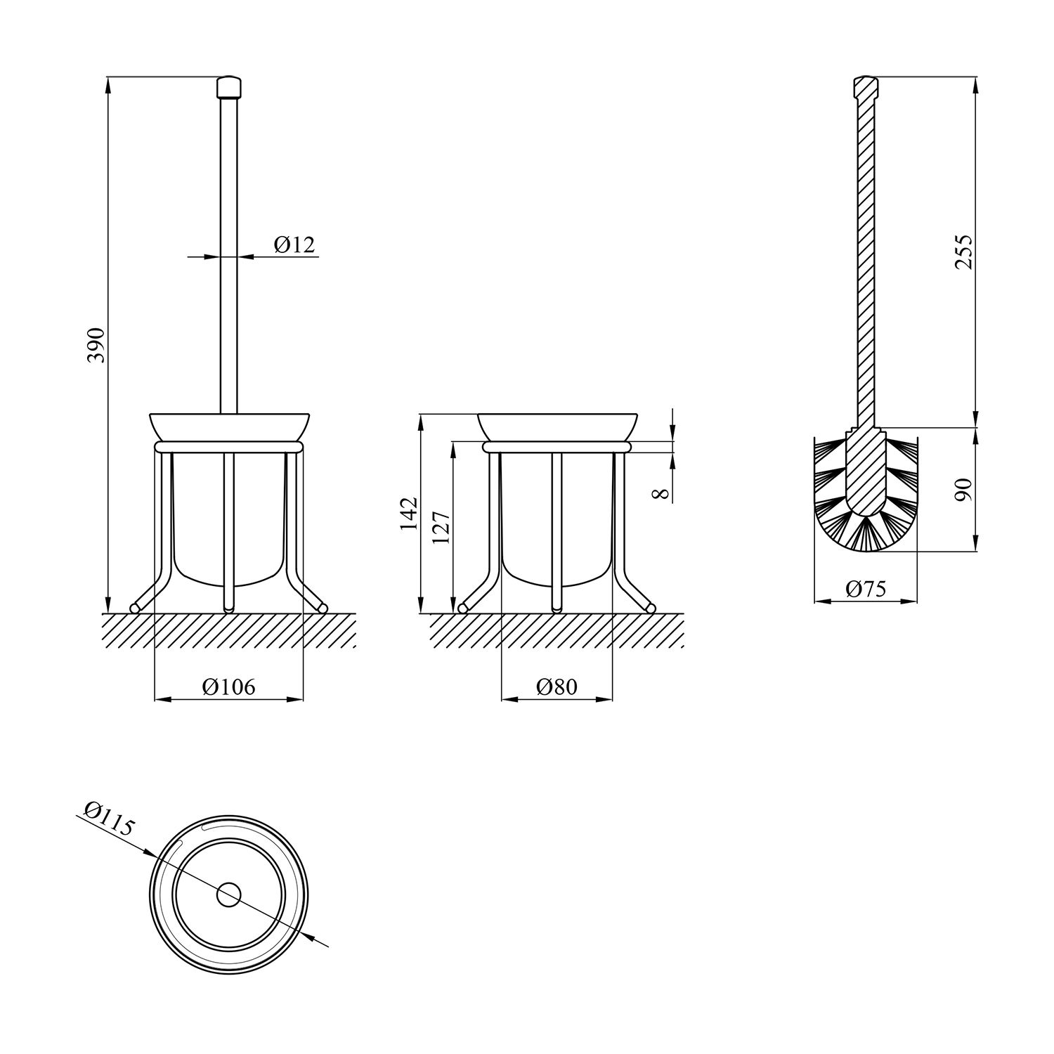 Йоржик для унітаза підлоговий Kroner KRM Rizze - ACG323