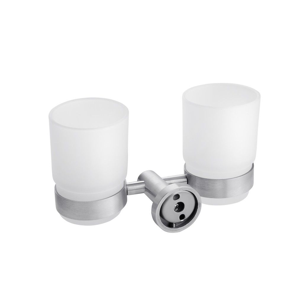 Склянка подвійна з тримачем для ванної кімнати Kroner KRP Edelstahl Klassisch - ESG3708