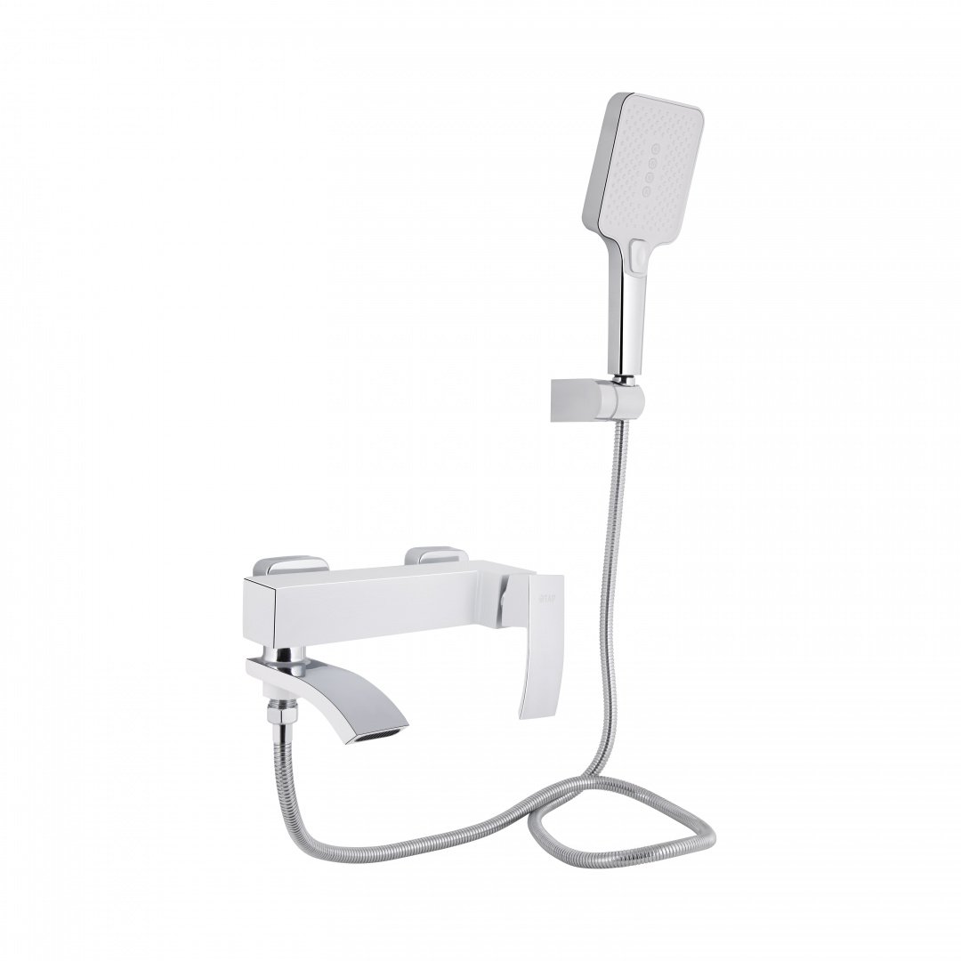 Змішувач для ванни Qtap Swan Cascada з поворотним виливом (з душовим гарнітуром) QTSWA260CRW45569 Chrome/White