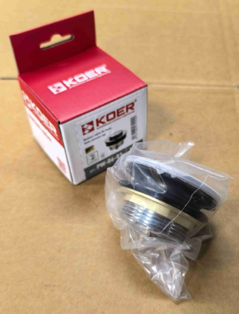 Донний клапан для ванни KOER PW-06-01 автоматичний (Click-Clack) (Колір хром) 1 1/2'' (KR5799)