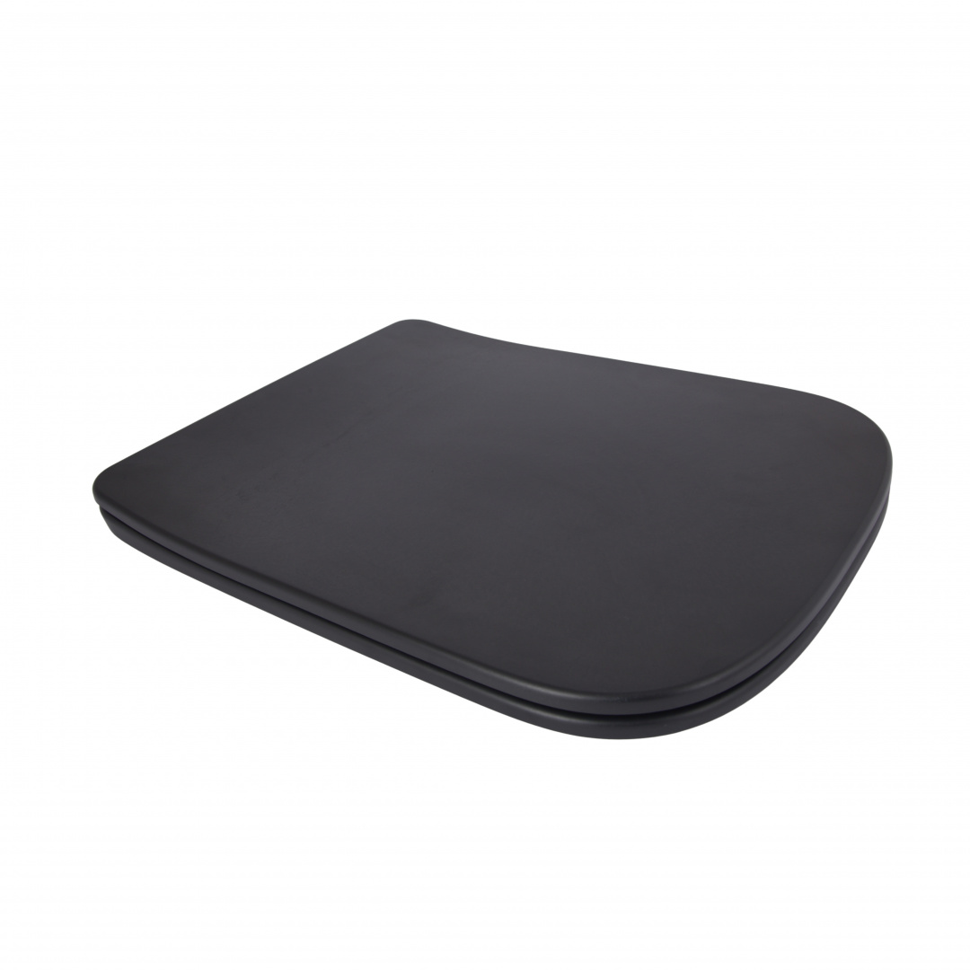 Сидіння для унітаза (Tern 490) 435x344x50 мм, Matt Black, з мікроліфтом, Slim Duroplast, Quick Release QTSC179MB47354 Qtap