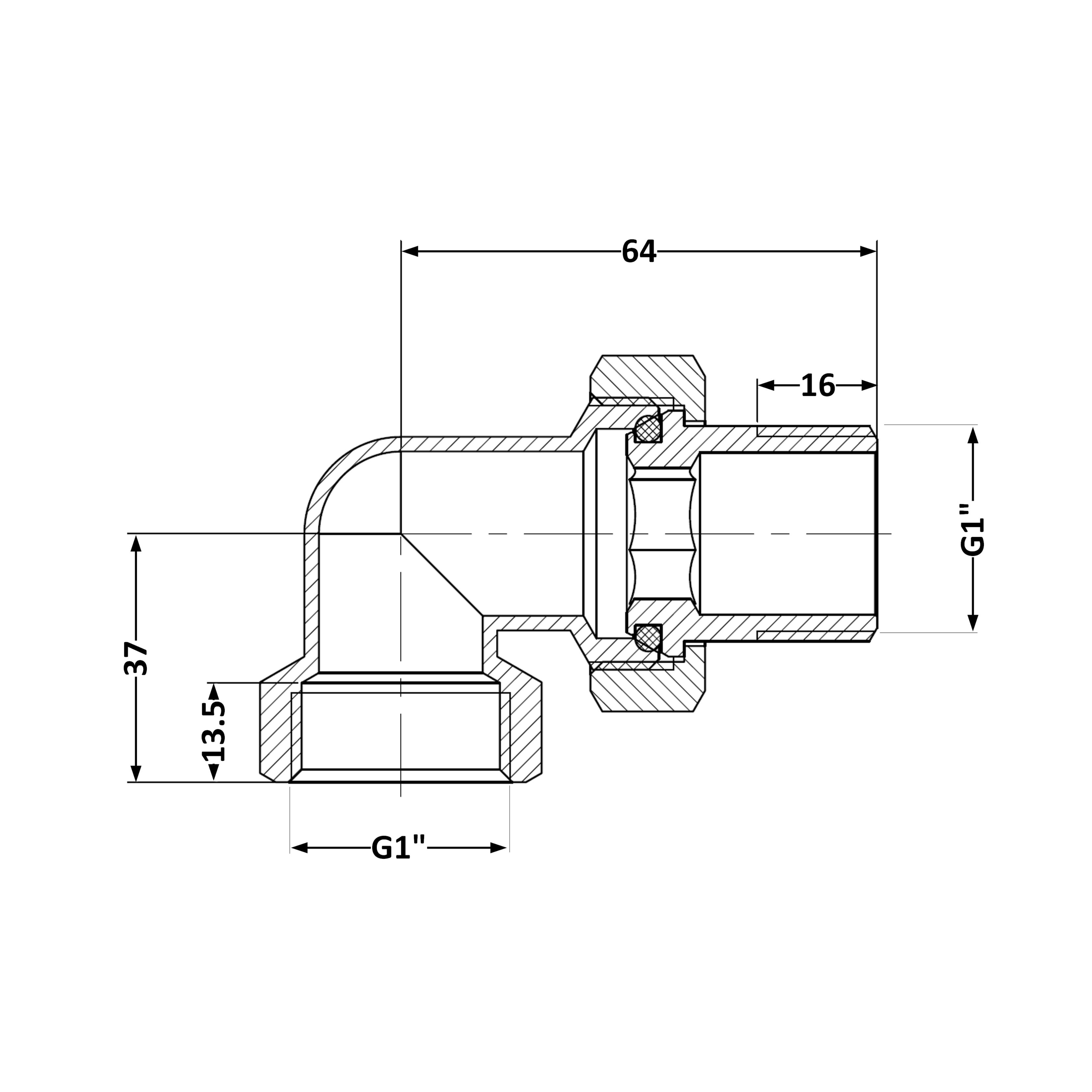 Згін-американка Thermo Alliance Standart 1"ВЗ нікель, кутовий TAS191W25
