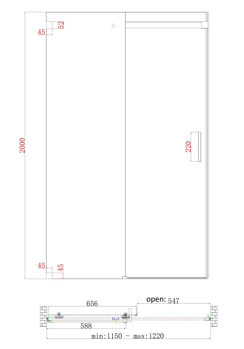 Двері у нішу розсувні KOER SR SD02-120x200-TR-01 прозоре скло EASY CLEAN 8мм хром (KR5384)