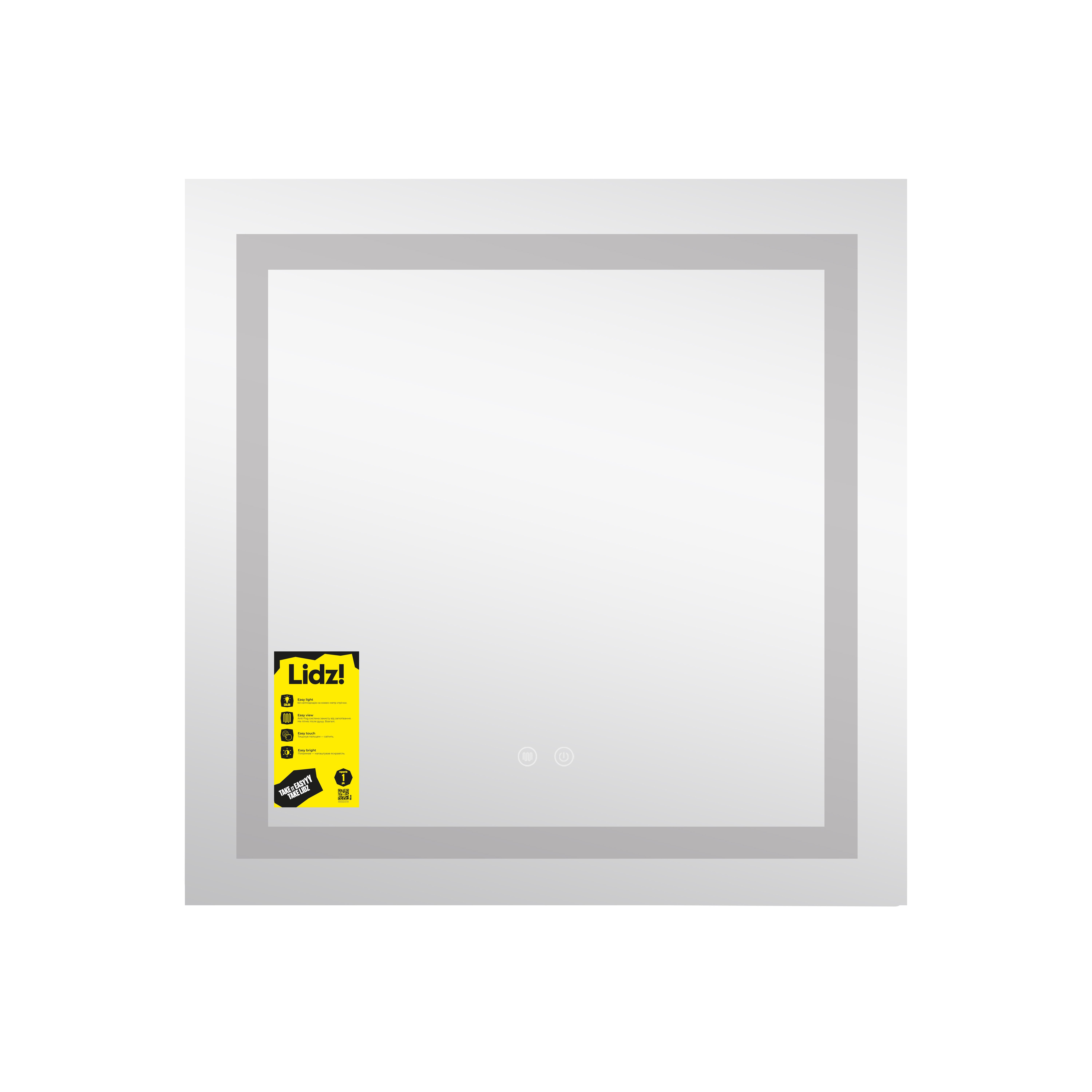 Дзеркало Lidz Kubis (KU1) 700х700 з LED-підсвічуванням Touch, з антизапотіванням, з димером, рег. яскравості LDKU70070049287