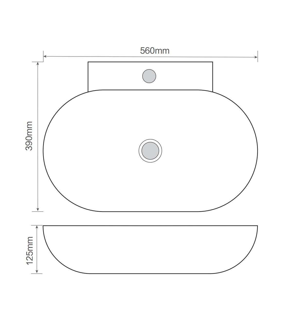 Раковина підвісна-накладна MIXXUS PREMIUM DIVERSE-0201 560х390х125mm (отвір під змішувач) (MP6510)