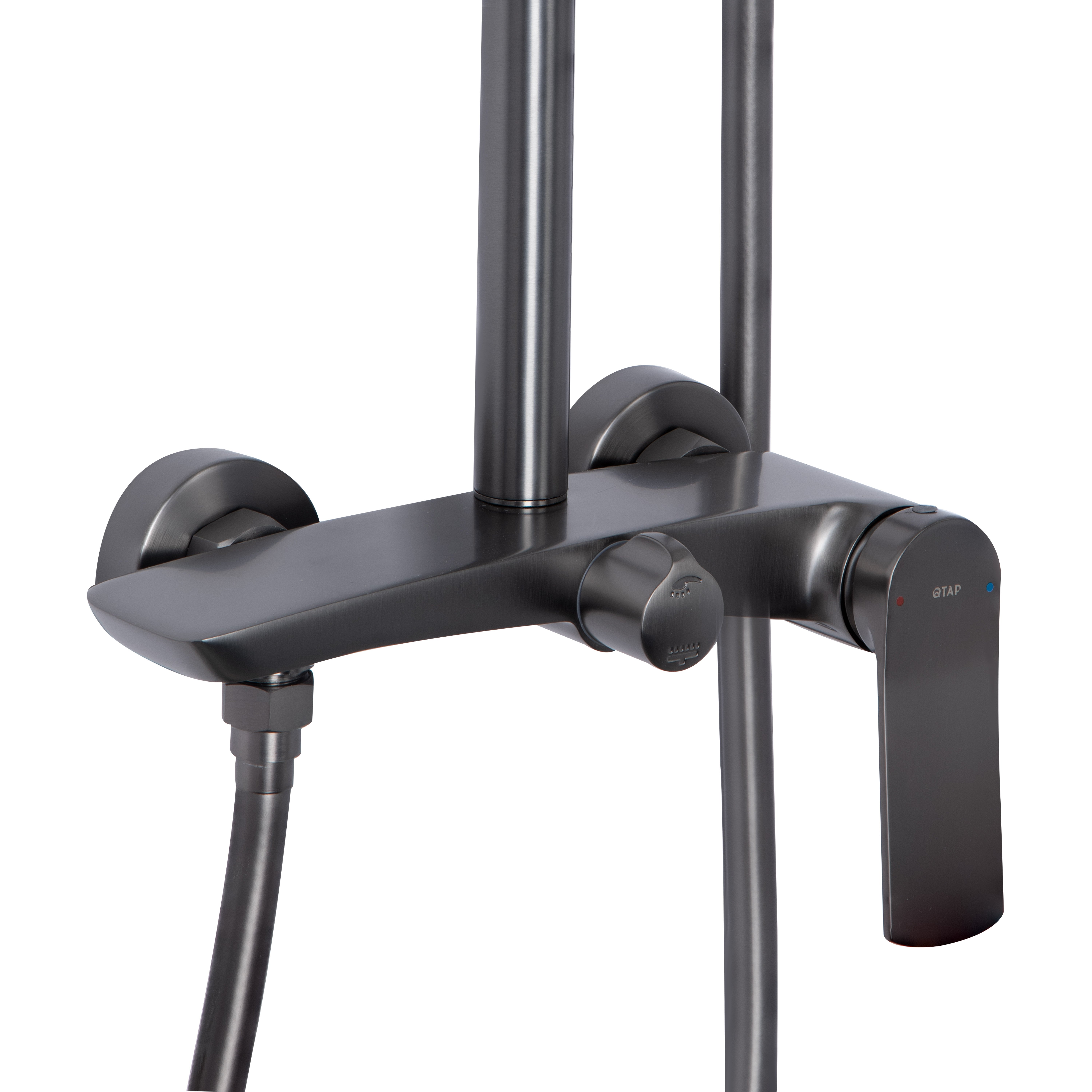 Душова система для душу Qtap Slavonice на два споживачі QTSLA110GMB45913 Gunmetal Black PVD
