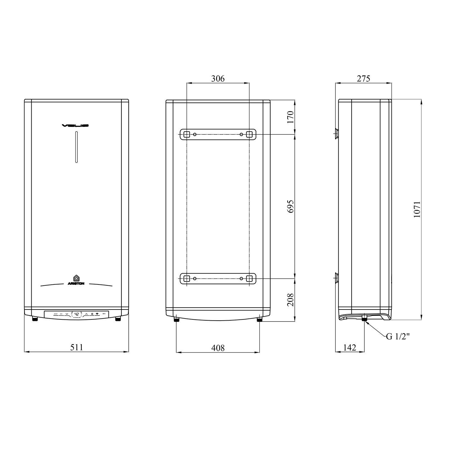Водонагрівач Ariston Velis 80 EU з сухим ТЕНом 3626136