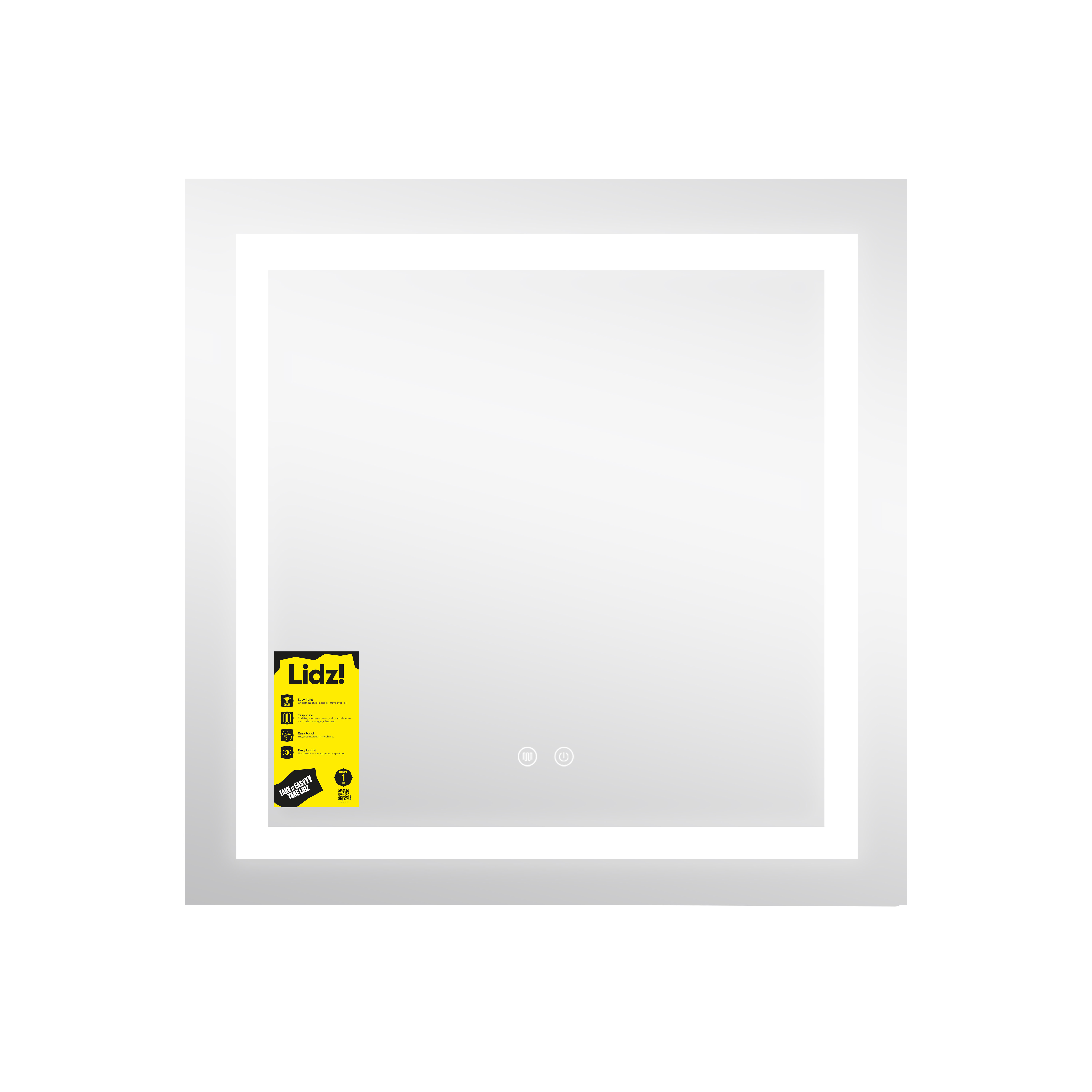 Дзеркало Lidz Kubis (KU1) 700х700 з LED-підсвічуванням Touch, з антизапотіванням, з димером, рег. яскравості LDKU70070049287