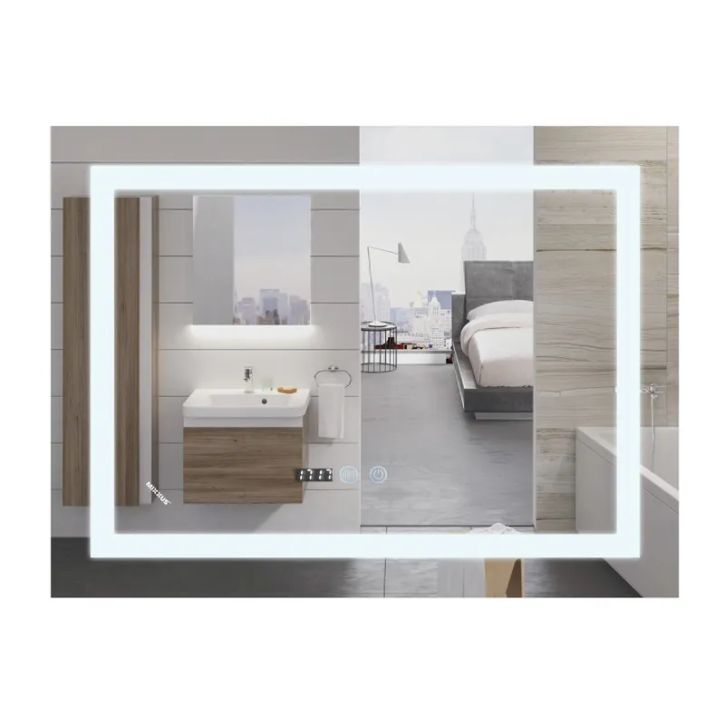 Дзеркало MIXXUS WARM MR02-100x70 з LED Touch, Anti-fog, димером, рег. яскравості, годинником (MI6002)