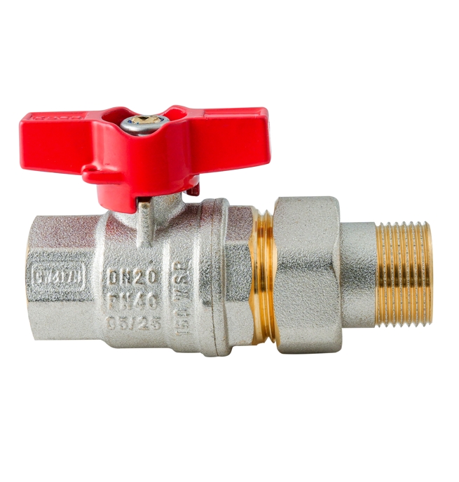 Кран з американкою KOER EXTREME KE.227-20 - 3/4" ручка "метелик" червона (KR5766)