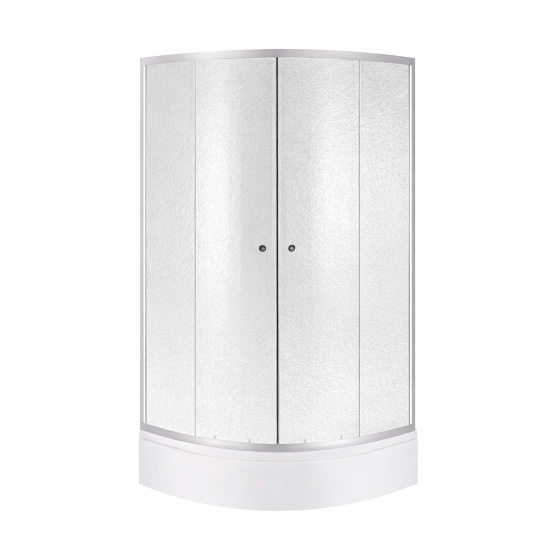 Душова кабіна Latwa SC90x90.SAT.MID.FR полукругла, скло Frost 4 мм + Душовий піддон KAPIELKA ST90x90x26, з панеллю Lidz